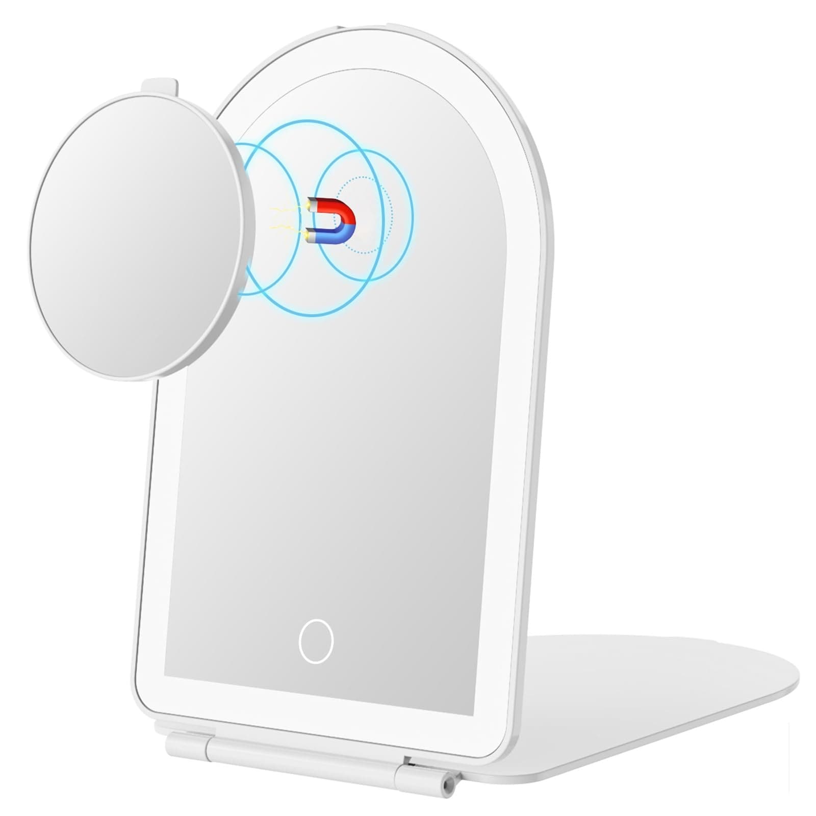 Etokfoks Travel Makeup Mirror with Lights Slim Folding 1X and 10X Magnifying Magnetic Detail Mirror and Three Color Modes #LETUG8TQP
