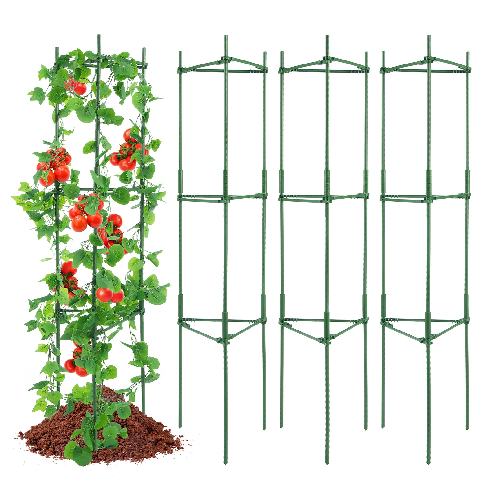 VEVOR KZDFQZZZCJ68FH9Y4V0 4 -Pack 63.78-Inches Plastic-coated steel Triangular Tomato Cage
