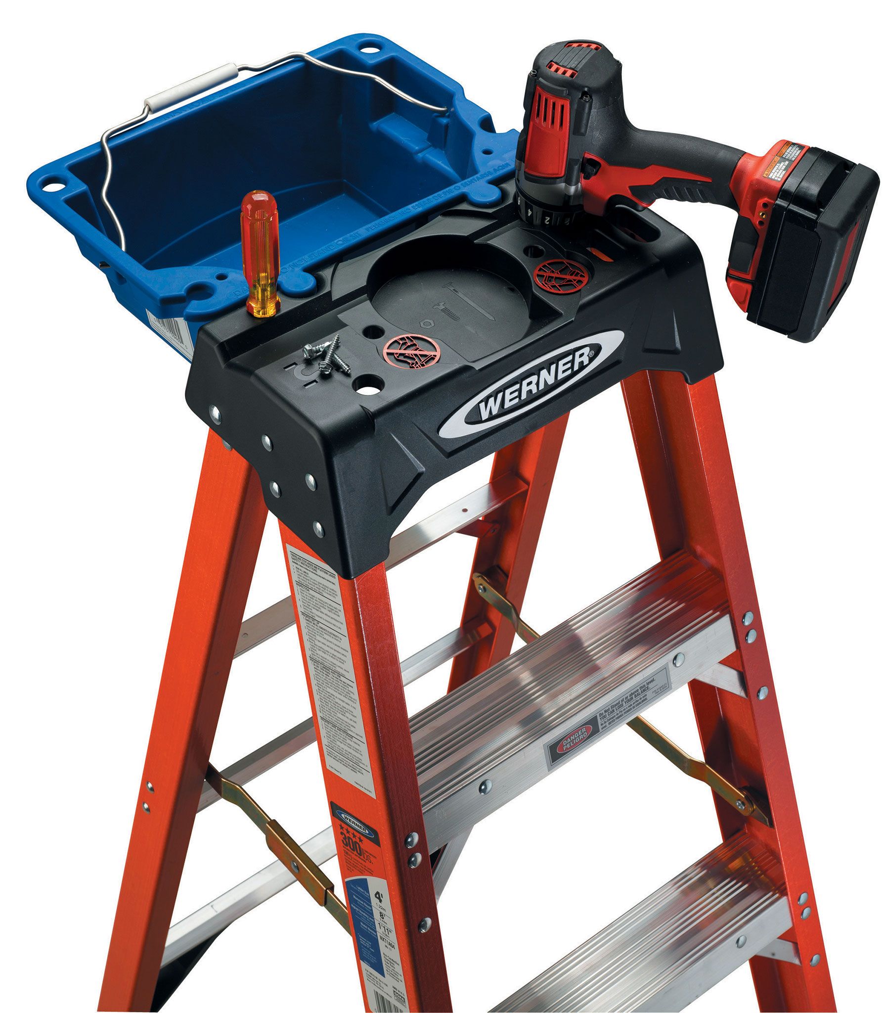 Werner NXT1A Fiberglass 12-ft Type 1A- 300 Lbs. Capacity Step Ladder In ...