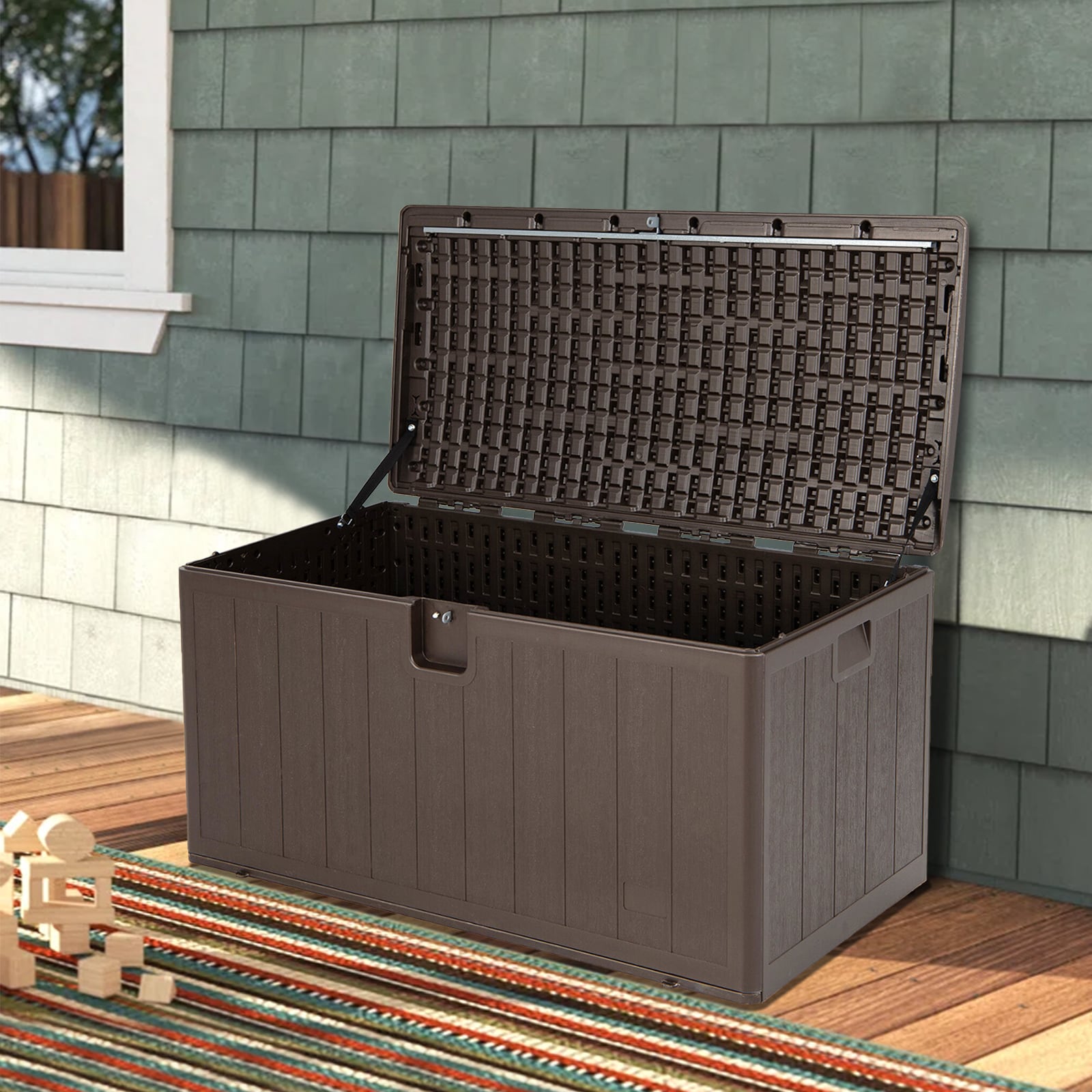 WELLFOR Brown Outdoor Storage Shed in the Small Outdoor Storage ...