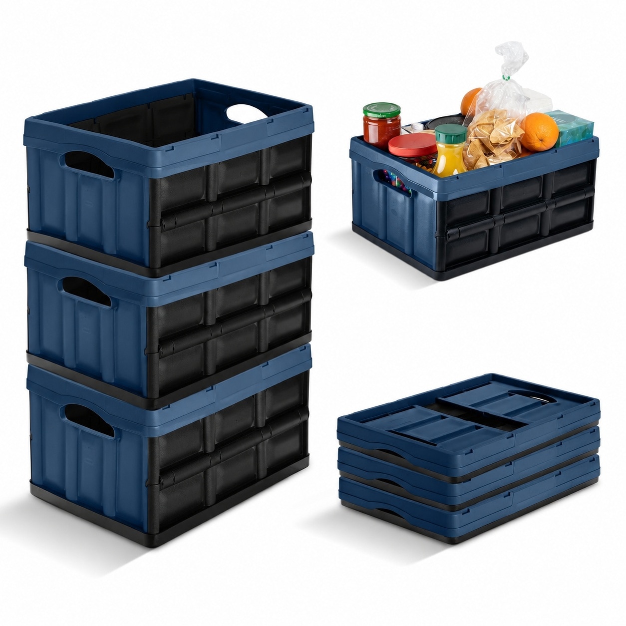 JVFCXXV  Collapsible Storage Bins 32L 3 Pack Heavy Duty Foldable Storage Bins with Built In Handles for Garage Storage and Home Organization Ocean