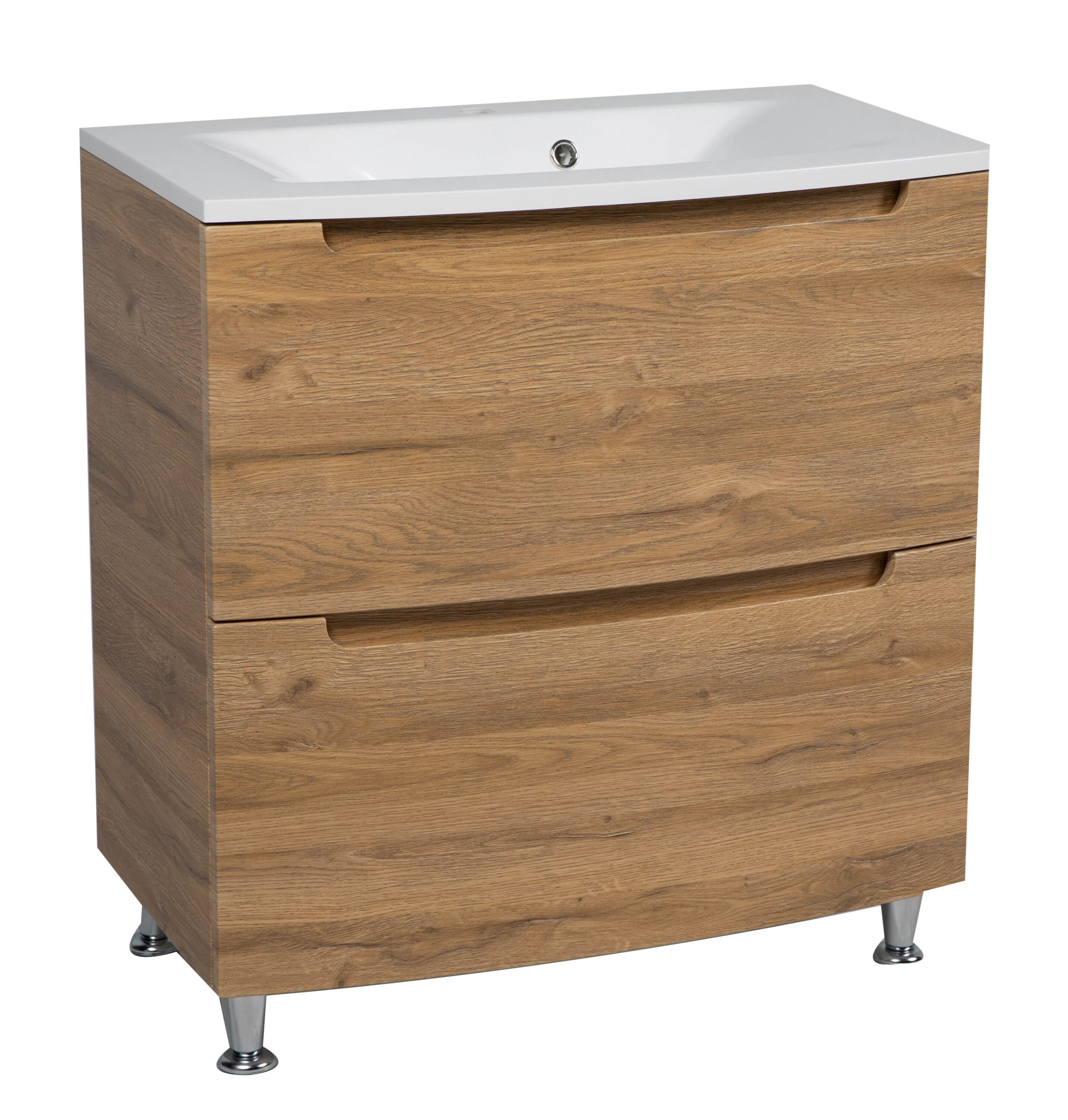 Bath Oasis Modern Free standing Bathroom Vanity with Washbasin - Delux Teak Natural Collection - Non-Toxic Fire-Resistant MDF-28-Simple Collection 24