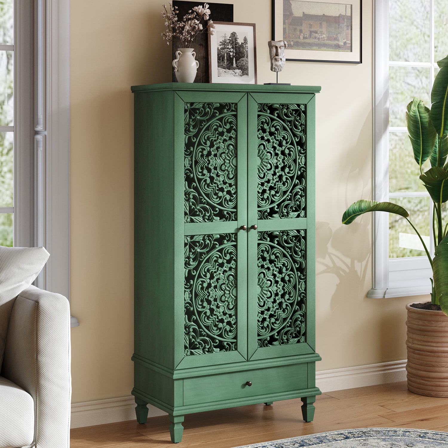 LUCKY ONE - 27.5-in W 2-Door Green Accent Cabinet