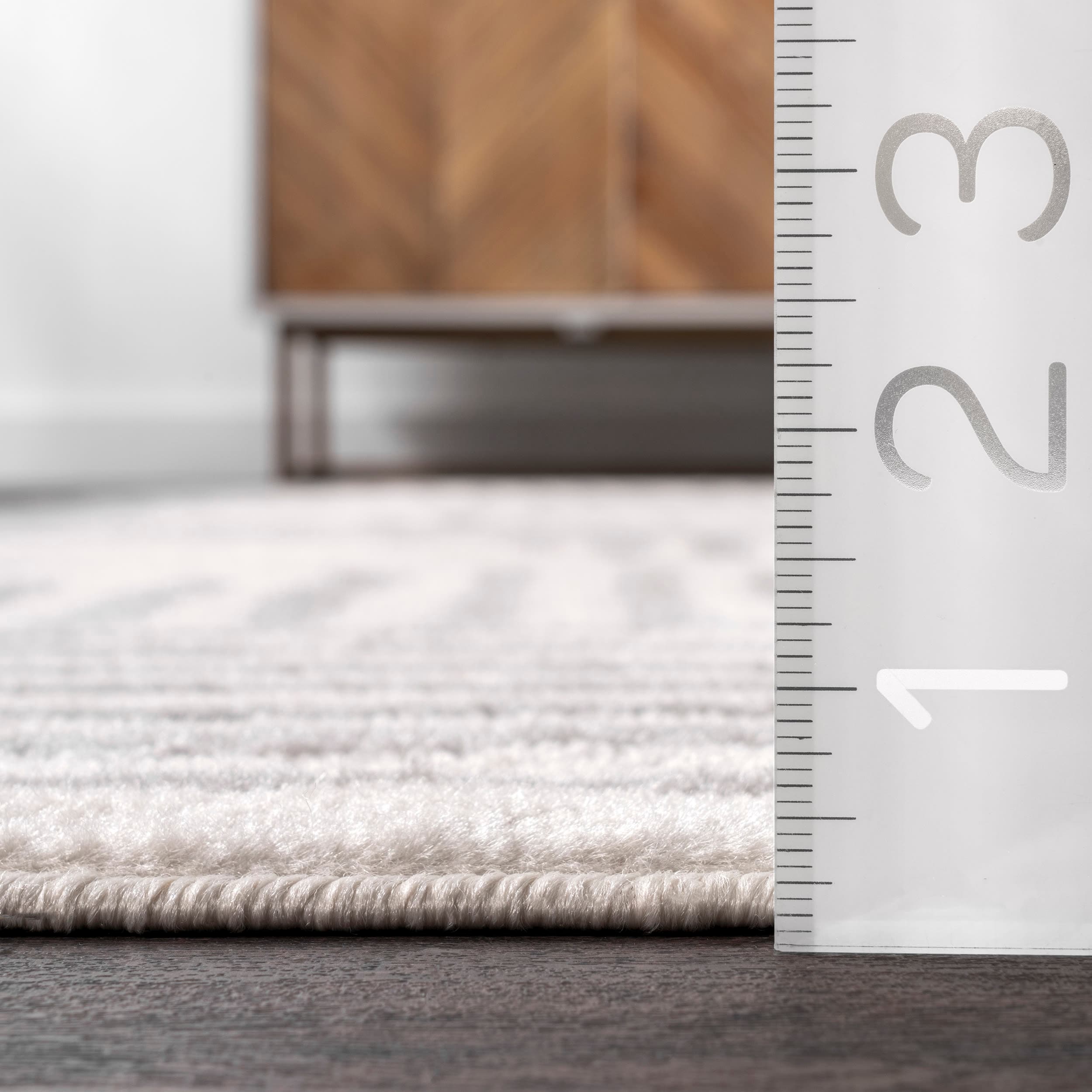 Light Gray Rectangular Striped Synthetic Area Rug