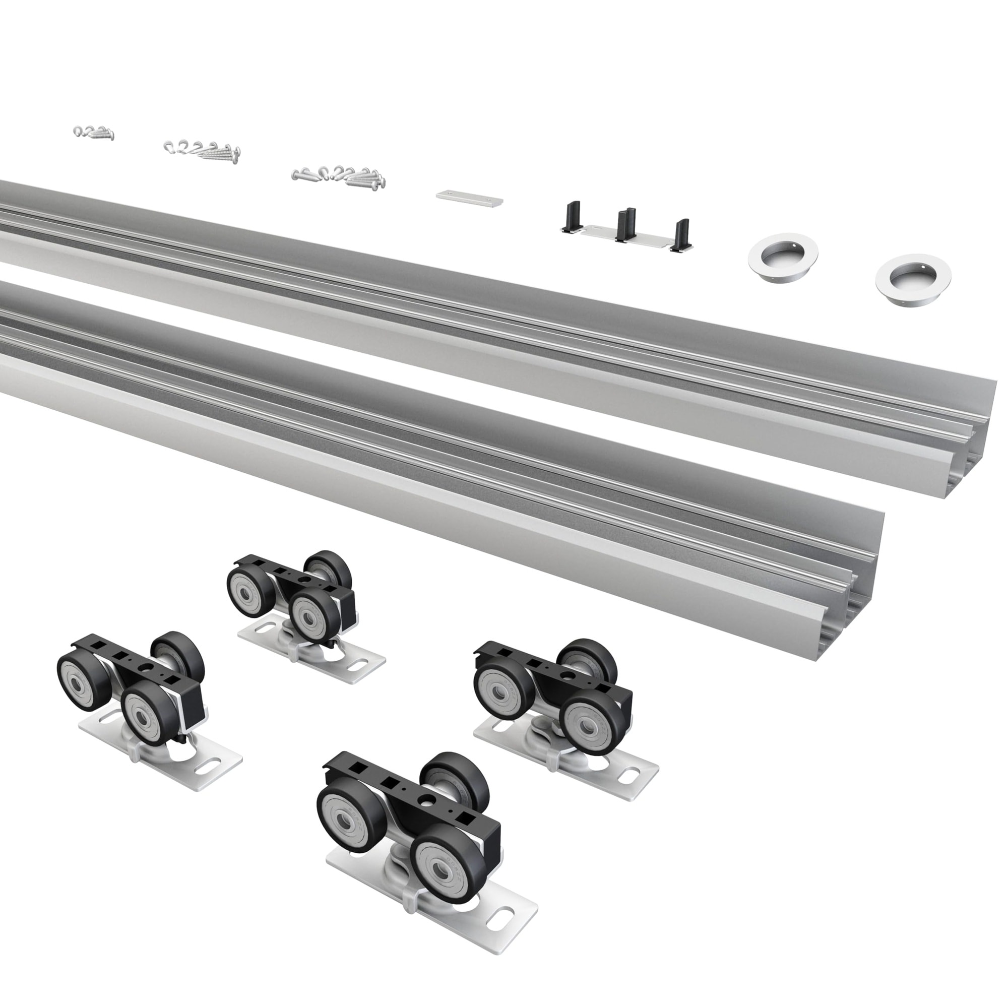 KHKFY 8FT Double Bypass Sliding Closet Door Hardware Kit Aluminum Track ...
