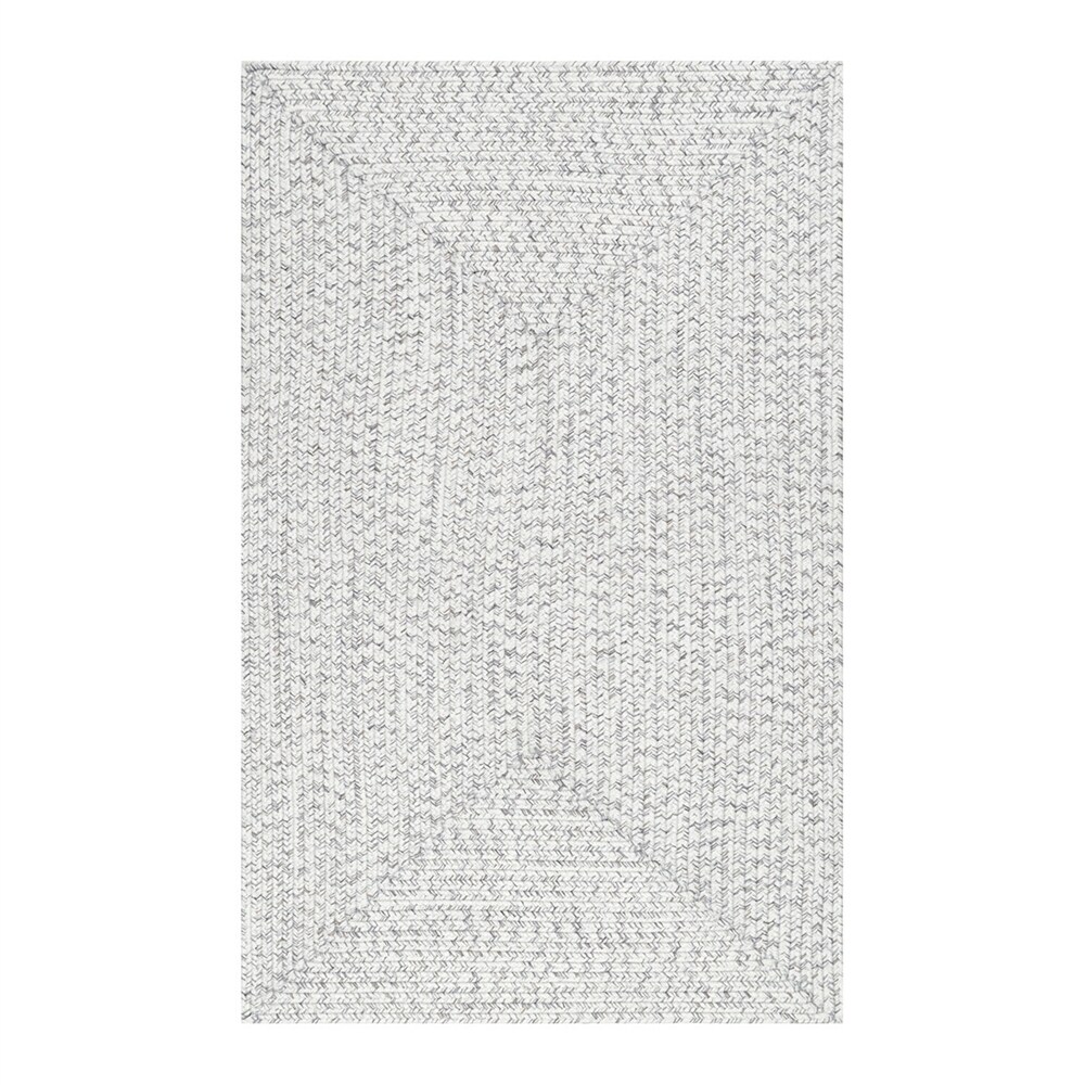 CARNIVAL White Cotton Braided Rug with Multi Colour Fabric