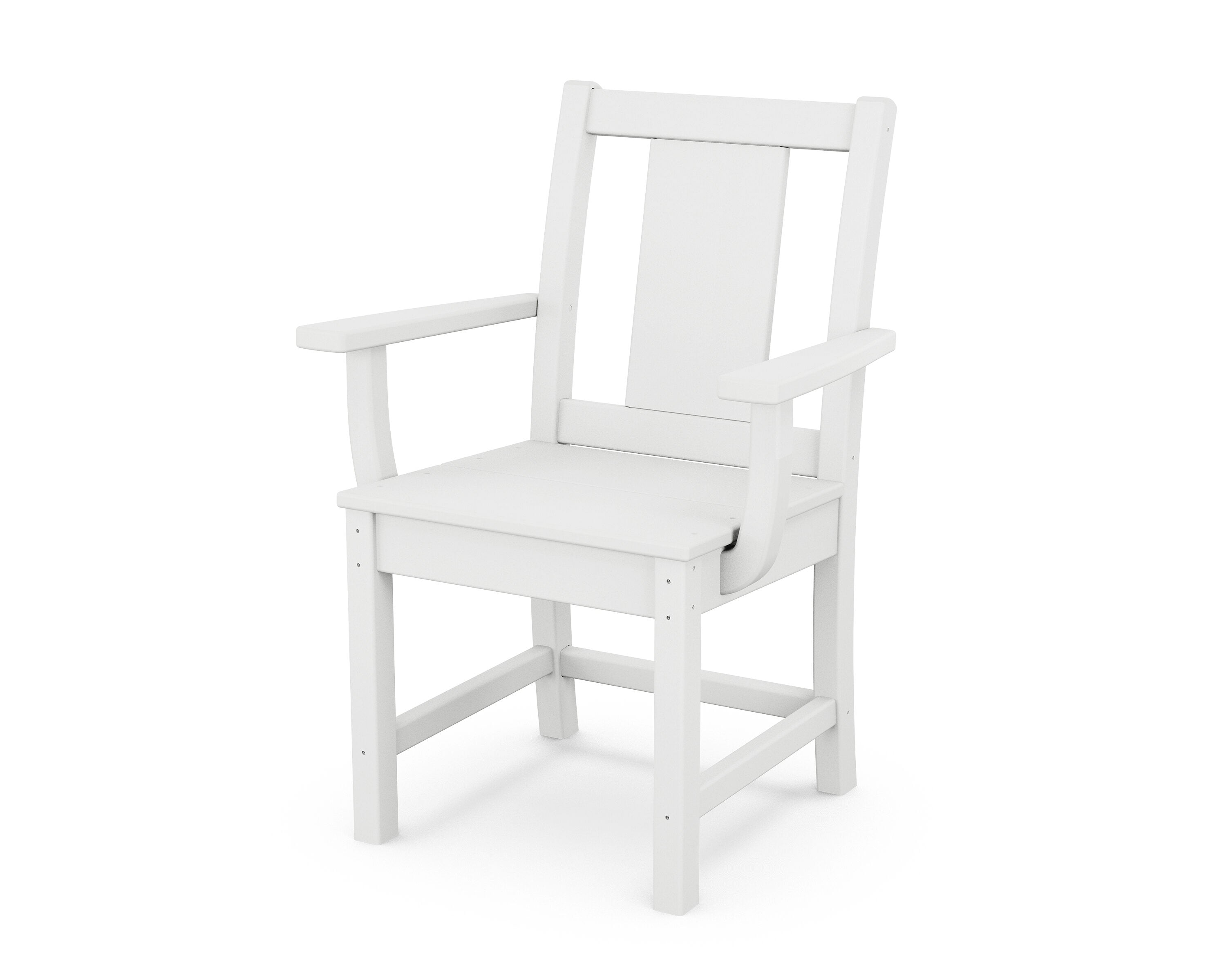 POLYWOOD TLD260WH Prairie White Plastic Frame Stationary Dining Chair with Slat Seat