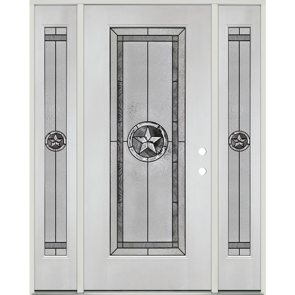 Greatview Doors FG517SL3612L 62-in x 80-in x 4-9/16-in Fiberglass Full lite Left-hand inswing Fiberglass Unfinished Prehung Front Door with Sidelights Insulating core