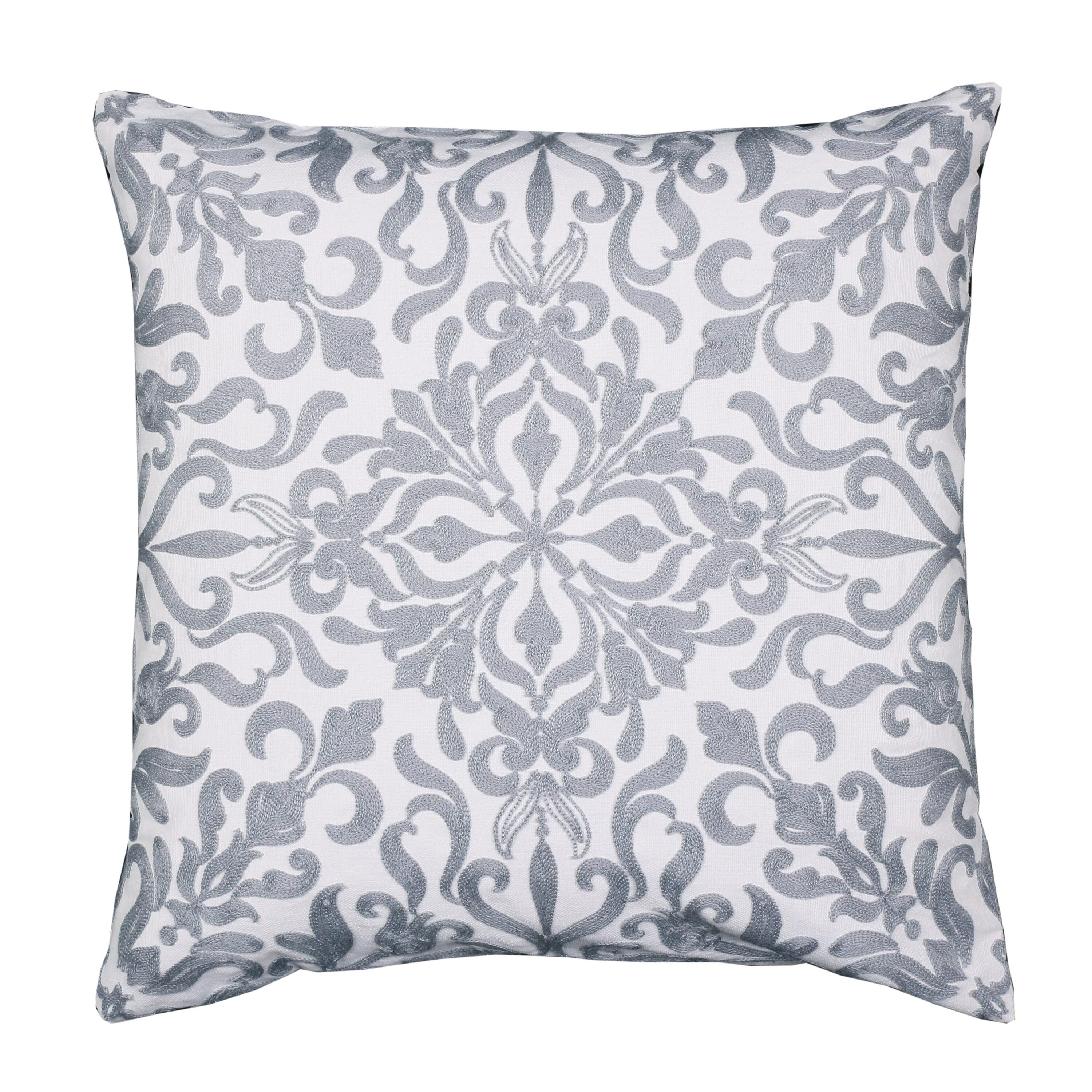 LuXeo 20-in x 20-in Silver Square Indoor Decorative Pillow
