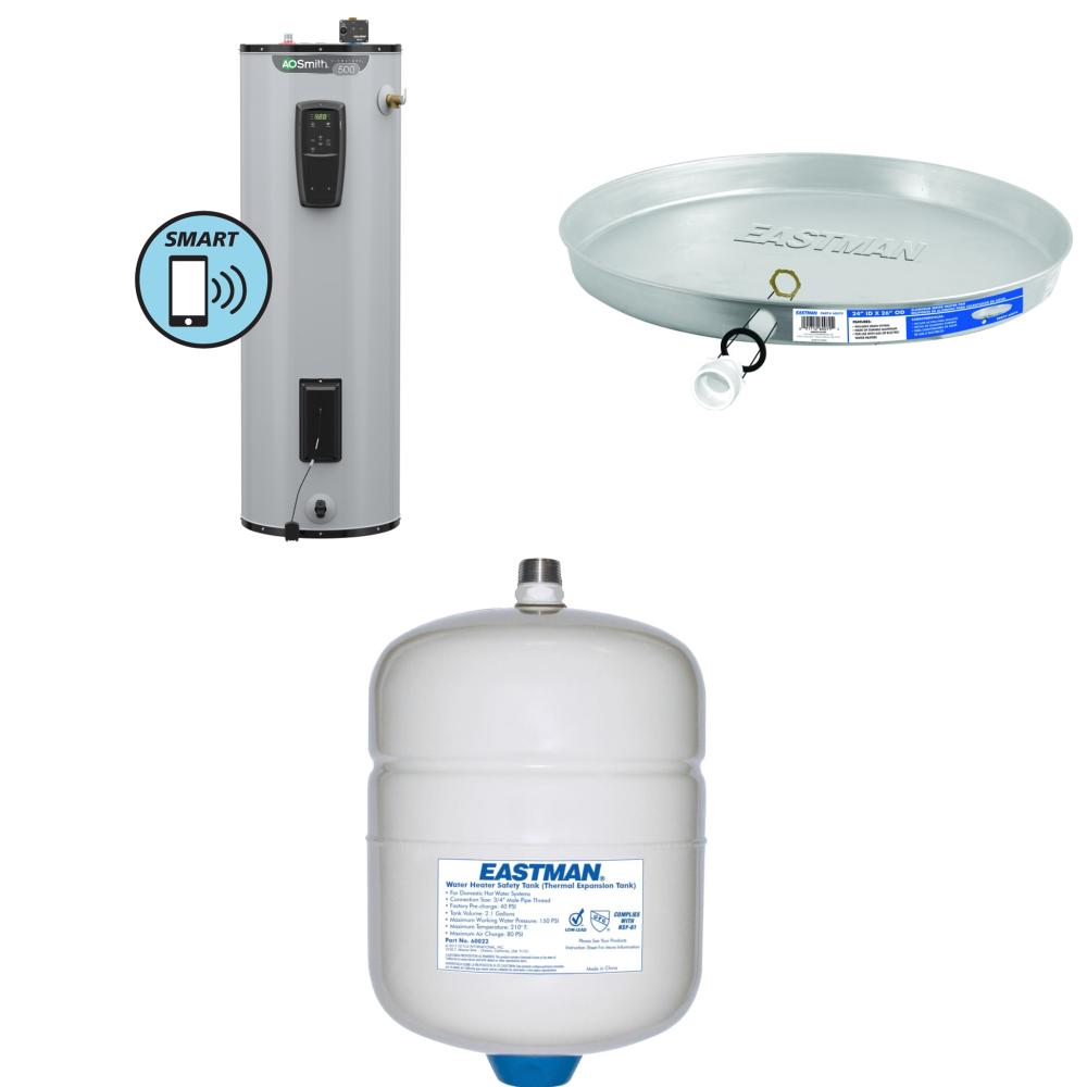 A.O. Smith Signature 500 55-Gallon Tall 5500-watt Double Element Grid Capable Smart Electric Water Heater Installation Bundle