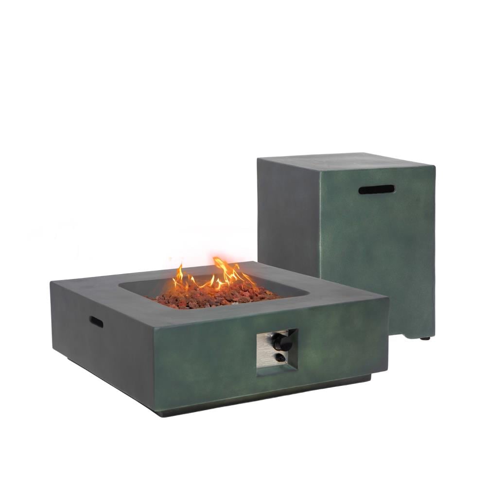 Rain Cover 46-inch x 25-inch Rectangle Hand Painted Faux Grey Birch Fire Table 40,000 BTU Auto-Ignition Fire Bowl w Metal Lid COSIEST Outdoor Fire Table 