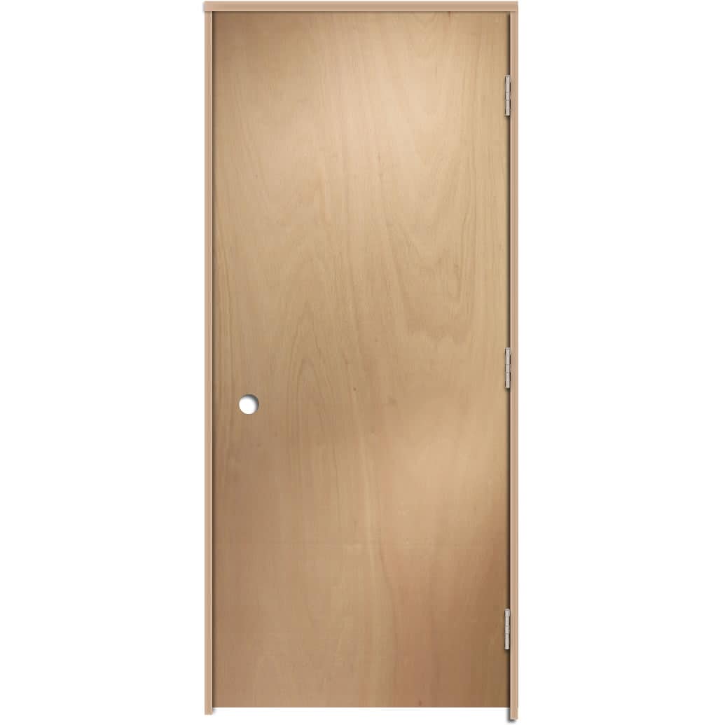 RELIABILT LO687821 28-in x 80-in Unfinished Hollow core Flush Left hand Smooth Unfinished Lauan Wood Flat Jamb Single Prehung Interior Door