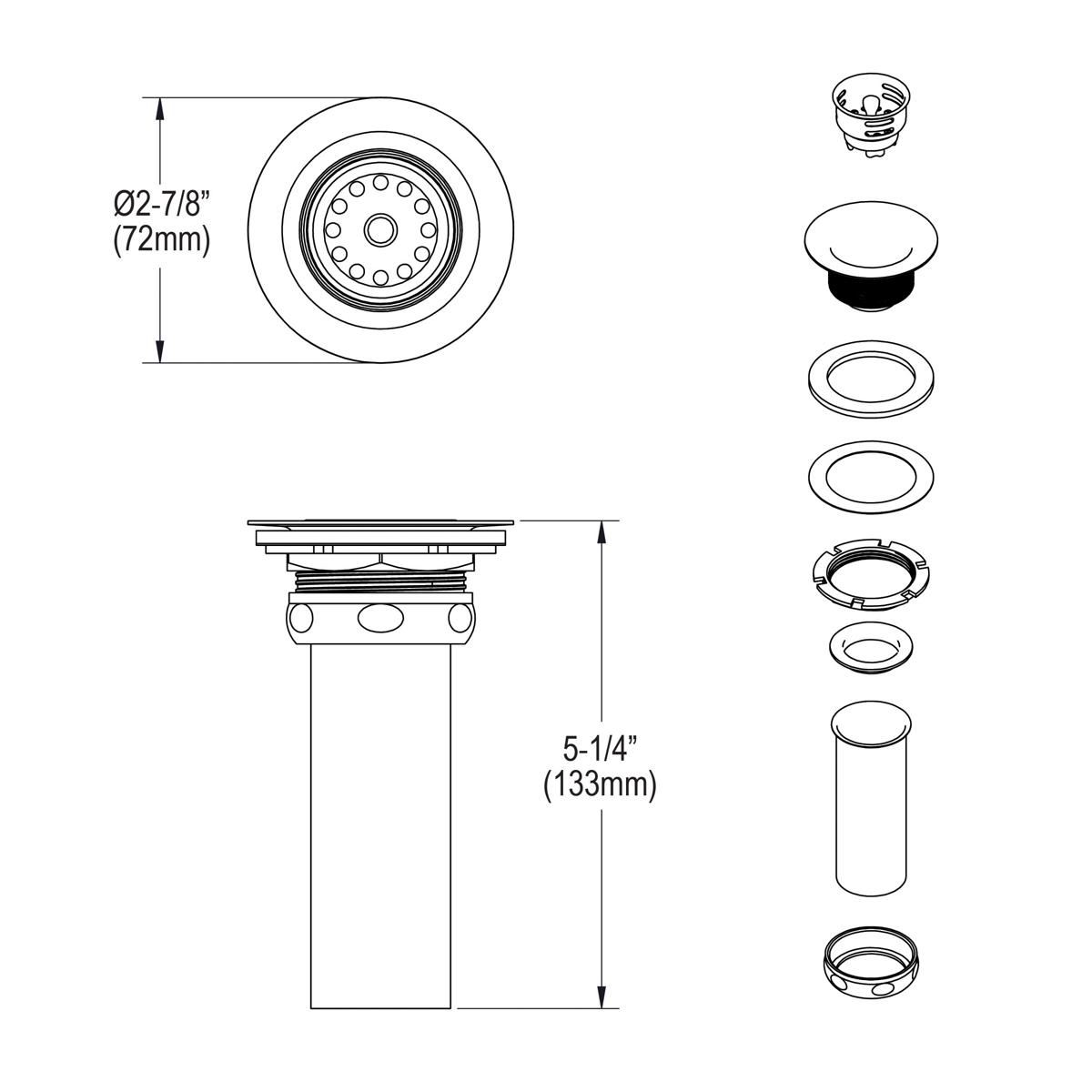 Elkay 4.5-in Polished Stainless Steel Brass Strainer with Tailpipe ...