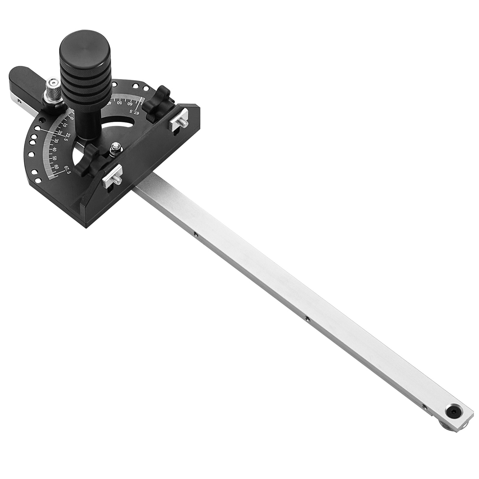 GIVIMO Aluminum Miter Gauge for Table Saw 3/4 x 3/8-in T-Slot Fit with 15 Positive Angle Stops and Detachable Disc Spring Plunger for Woodworking