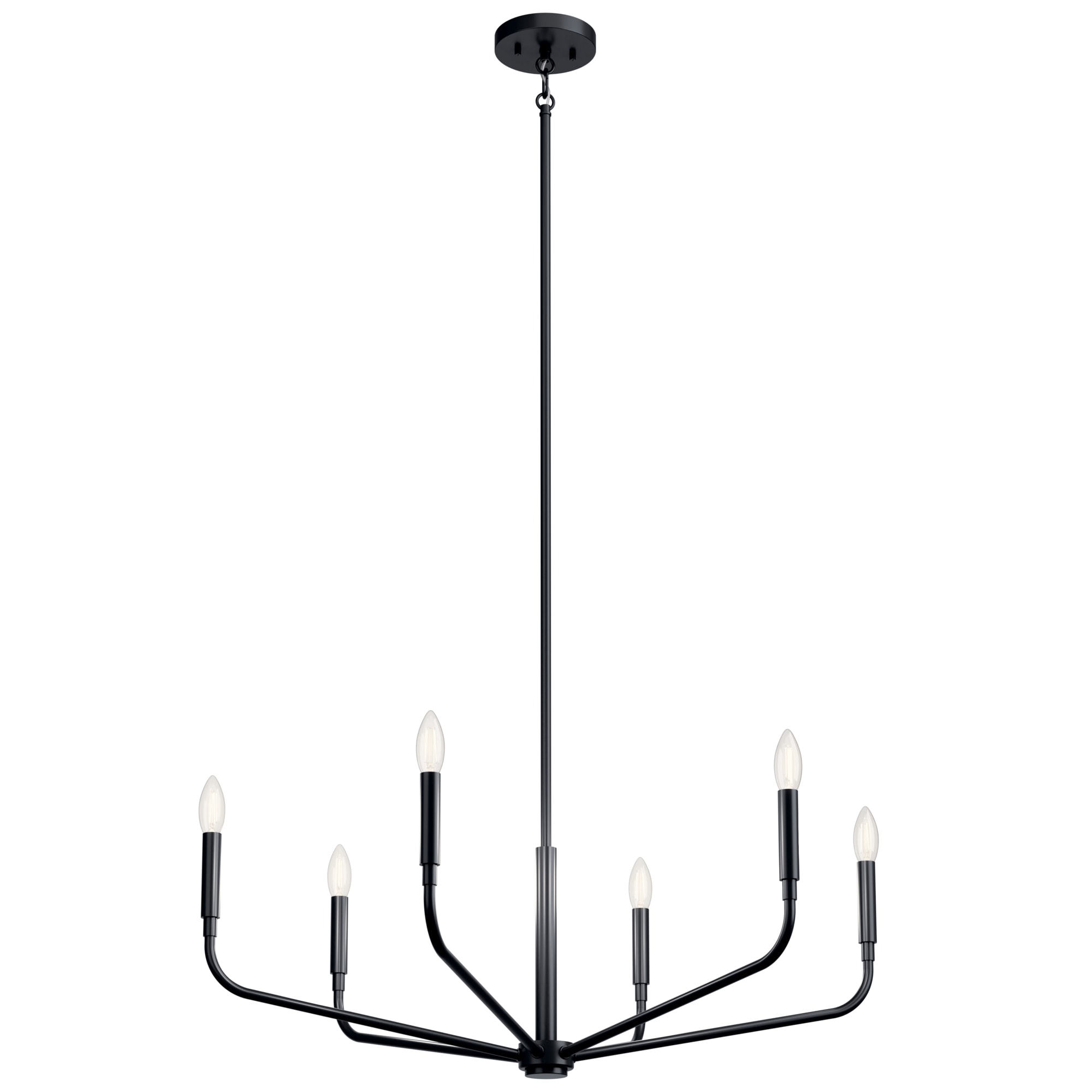 Kichler 52718BK Madden 6 -Light Black Modern/contemporary Bare bulb For Use in Bedrooms, Dining Rooms, Foyers, Kitchens, Living Rooms Chandelier