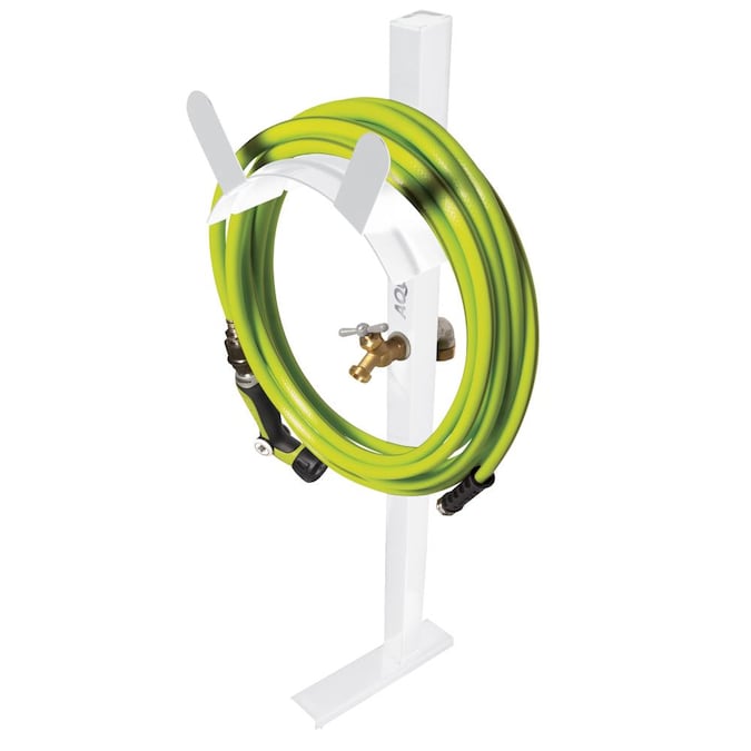 Aqua Joe 125 Ft Capacity Garden Hose Stand With Brass Faucet White In The Reels Department At Com - Garden Hose Stand With Spigot