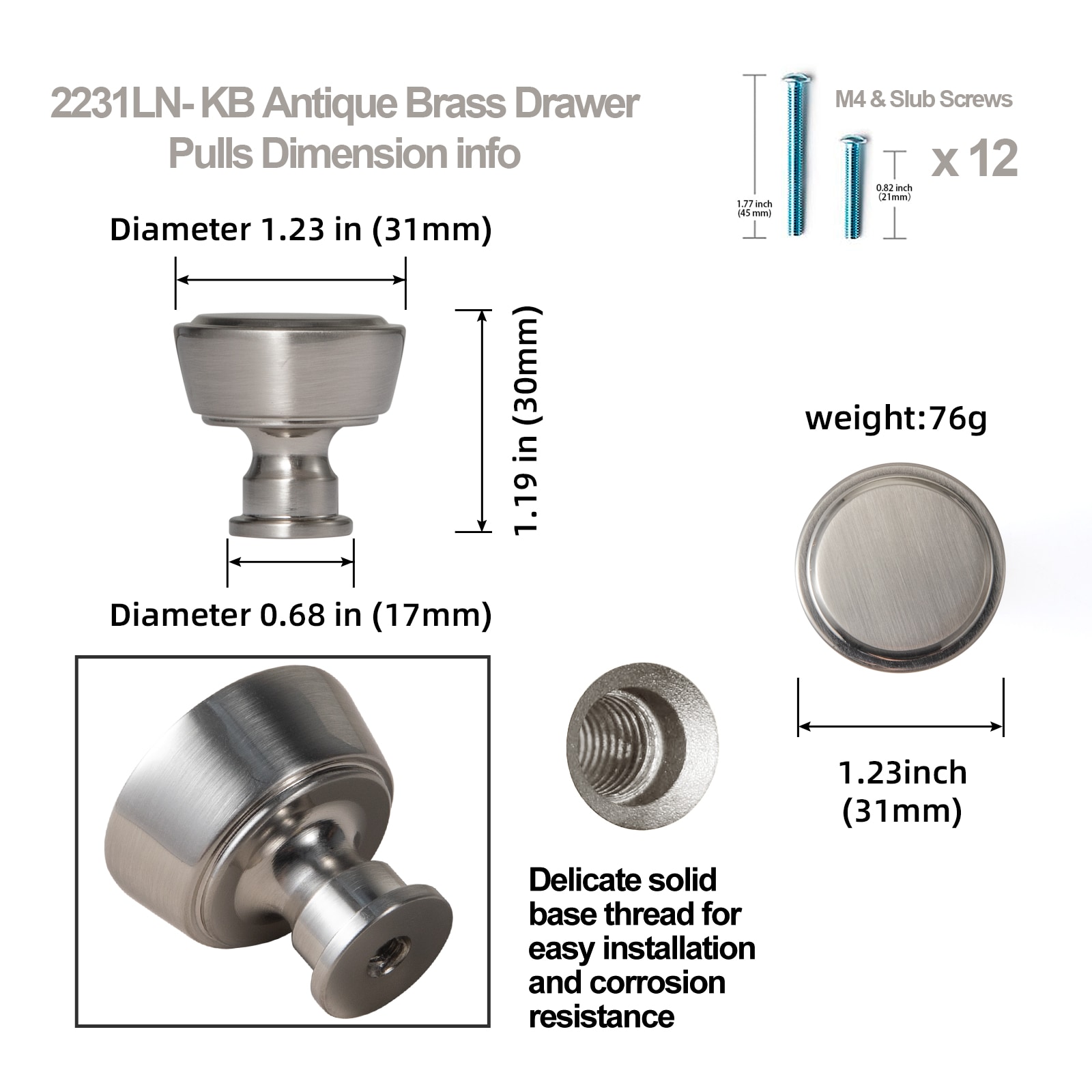 Miaokesen 2231LN-DK Cabinet-Knobs - View #2