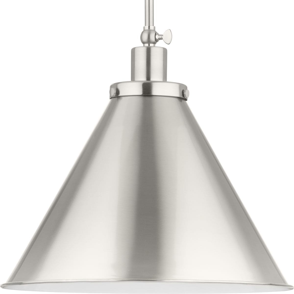 Progress Lighting P500385-009 Hinton 1 -Light Brushed Nickel Modern/contemporary Cone Medium Hanging Pendant light