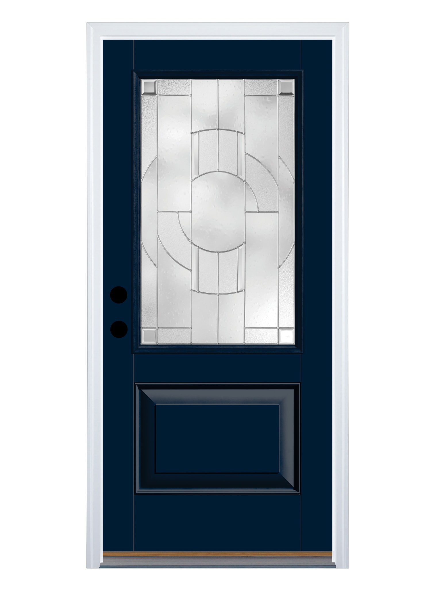Therma-Tru CCV1838-LOB-IG Zaha Entry Door 36-in x 80-in x 4-9/16-in Fiberglass 2/3 lite Left-hand outswing Indigo Painted Prehung Front Door with Brickmould Insulating core