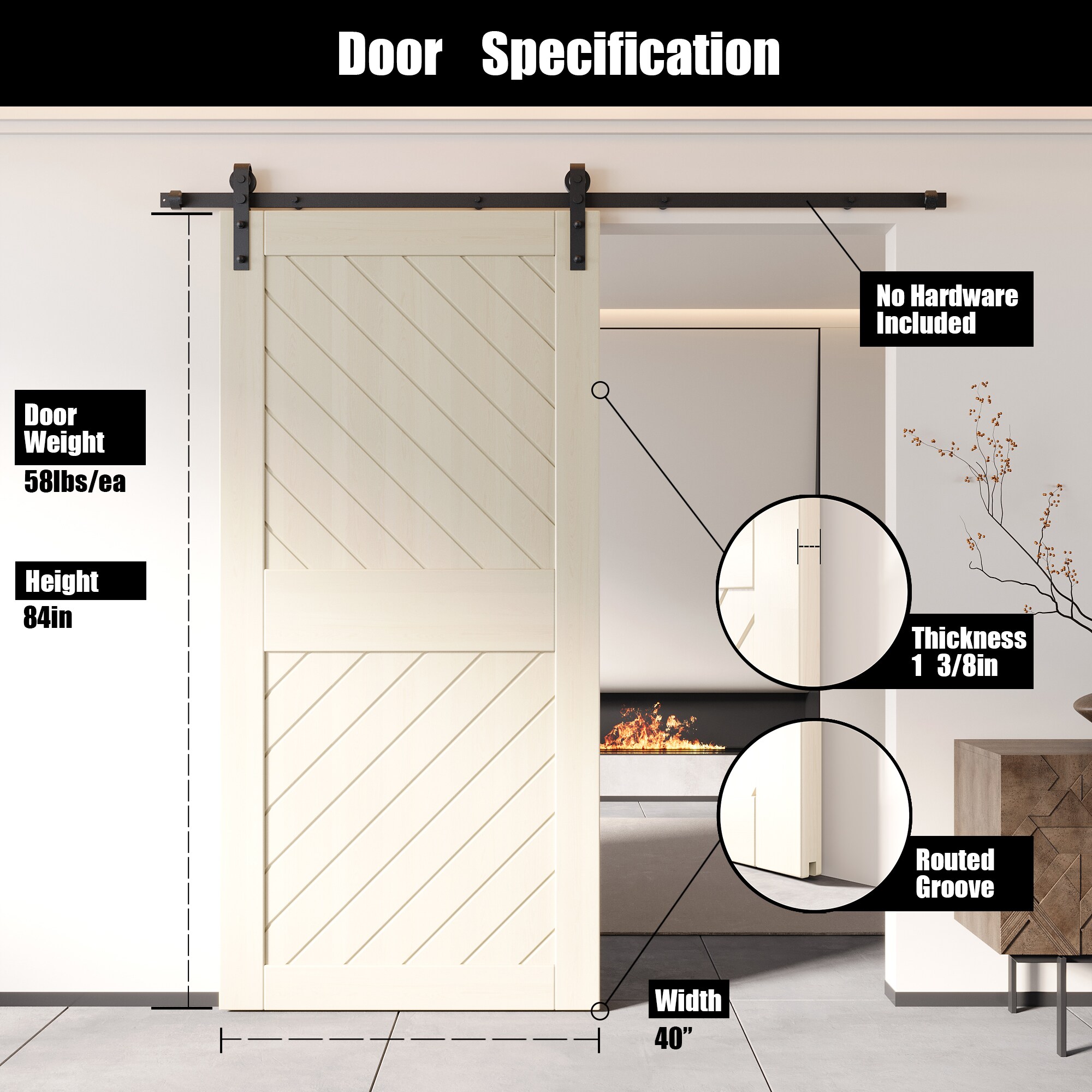 HOMACER XT4-4084-TG Barn-Doors - View #2