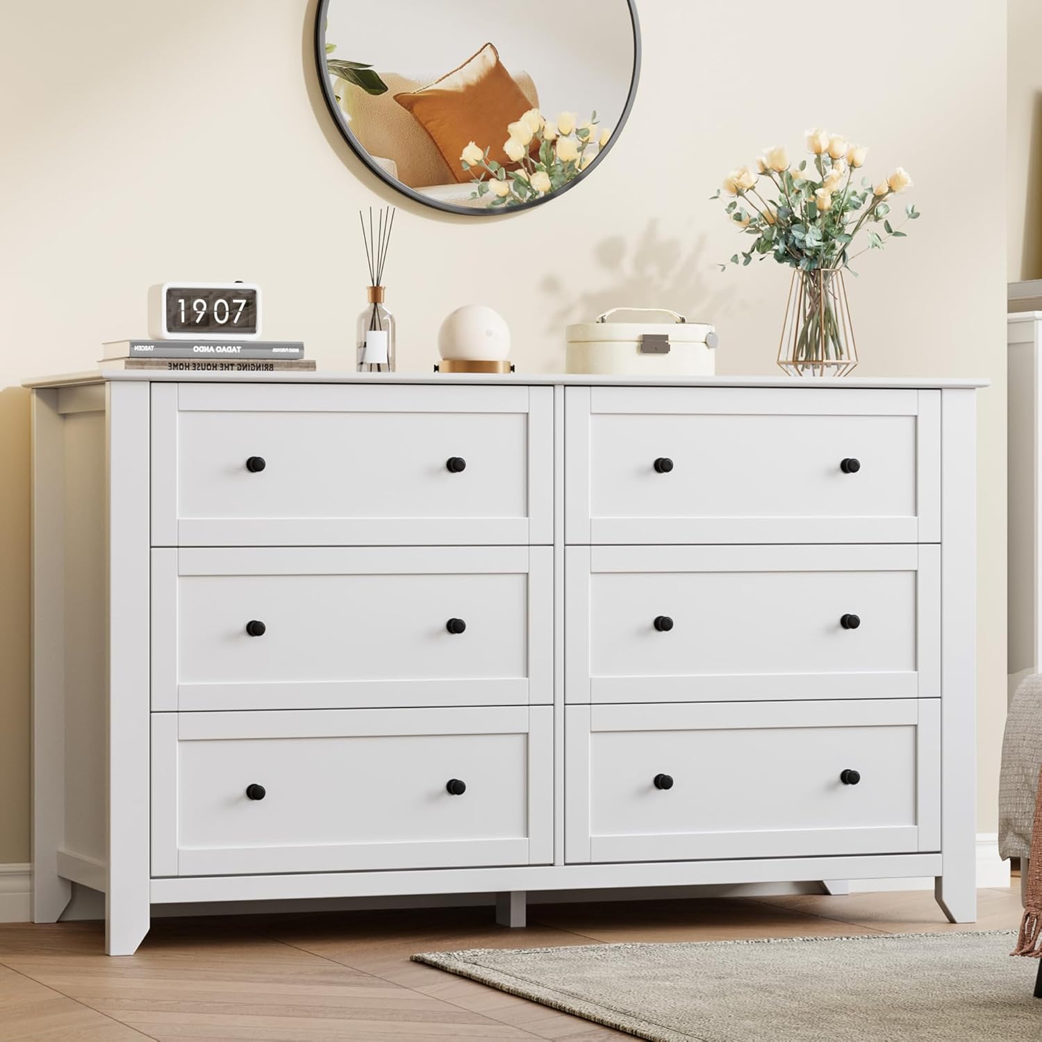 GAOMON Extra Large 6 Drawer Dresser with Painted Finish- MDF Construction-  Heavy Duty Storage Chest for Bedroom Closet White in the Accent Cabinets  department at Lowes.com