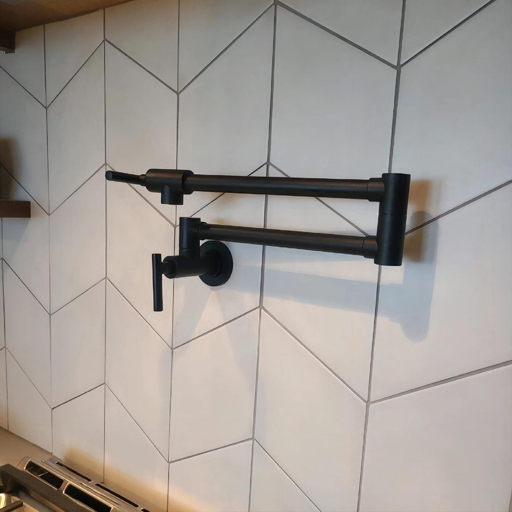 Nestfair SX-DR015B Matte Black Double Handle Wall-mount Pot Filler Kitchen Faucet