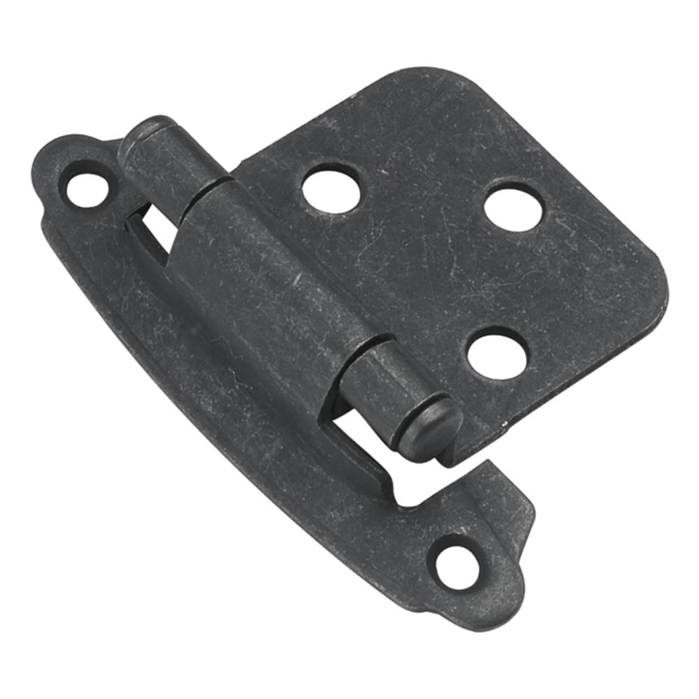 Hickory Hardware P244-BI 170-Degree Adjustable Overlay Flush Surface Self-Closing Black Iron Cabinet Hinge , 1 Pairs ( 2 -Pieces)