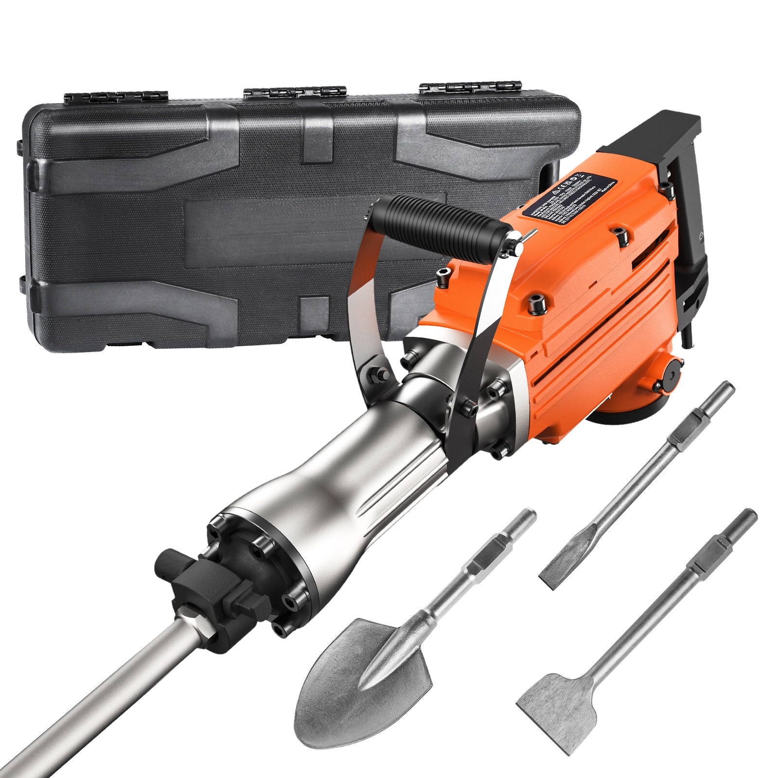 VEVOR SCDXDHYCJZPZ03772V1 2200 W 4 Chisel Bit 1350 BPM 110 -Volt Corded Demolition Hammer