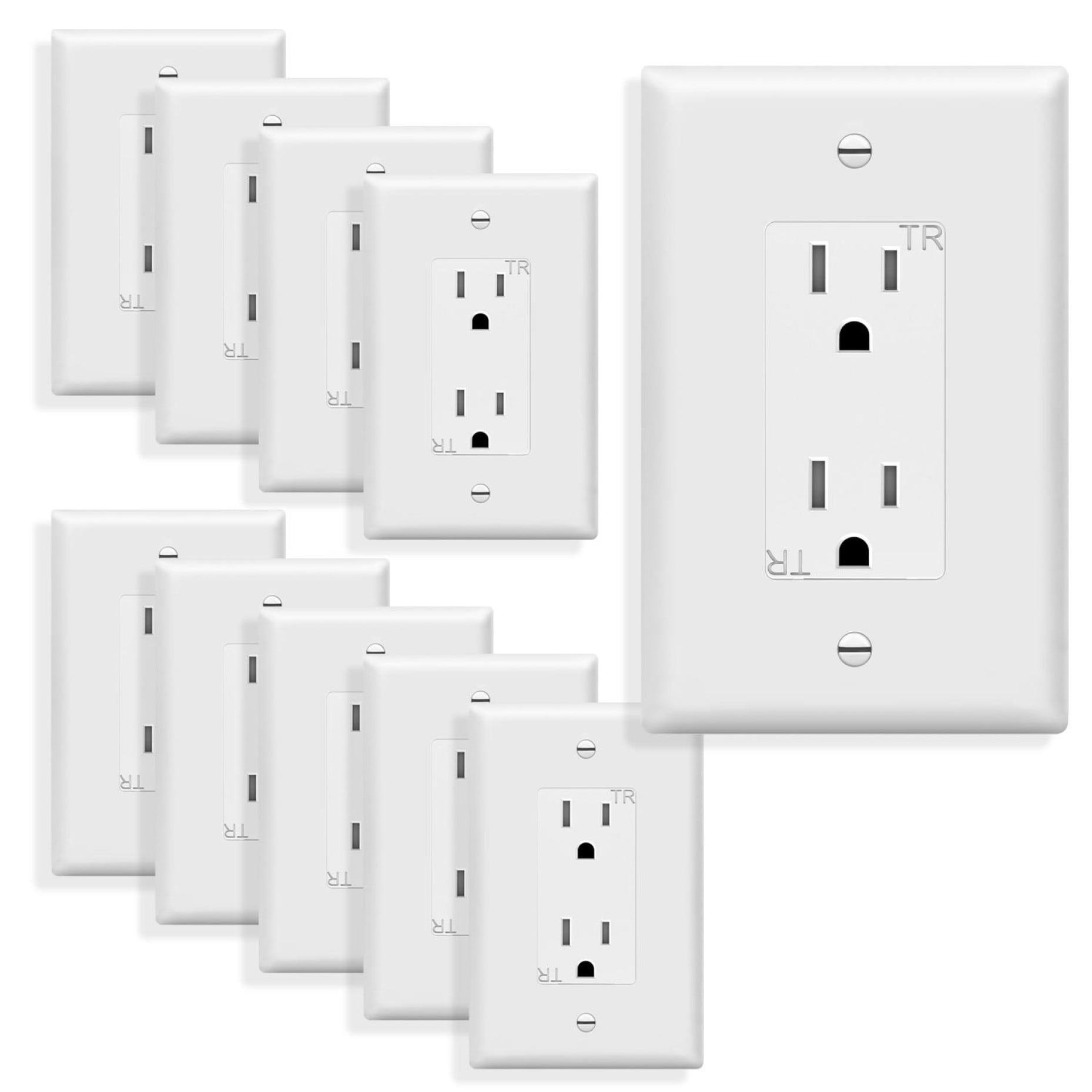 Utilitech 15-Amp 125-Volt Tamper Resistant Residential Decorator Outlet,  White (3-Pack) in the Electrical Outlets department at