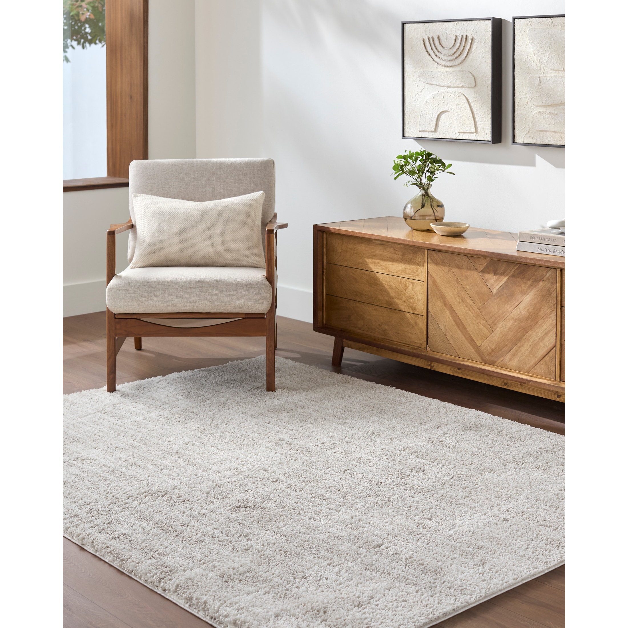 Cloudy Shag 5 x 7 (ft) Flatweave Polyester Gray/White Rectangular Indoor Spot Clean Only Area rug