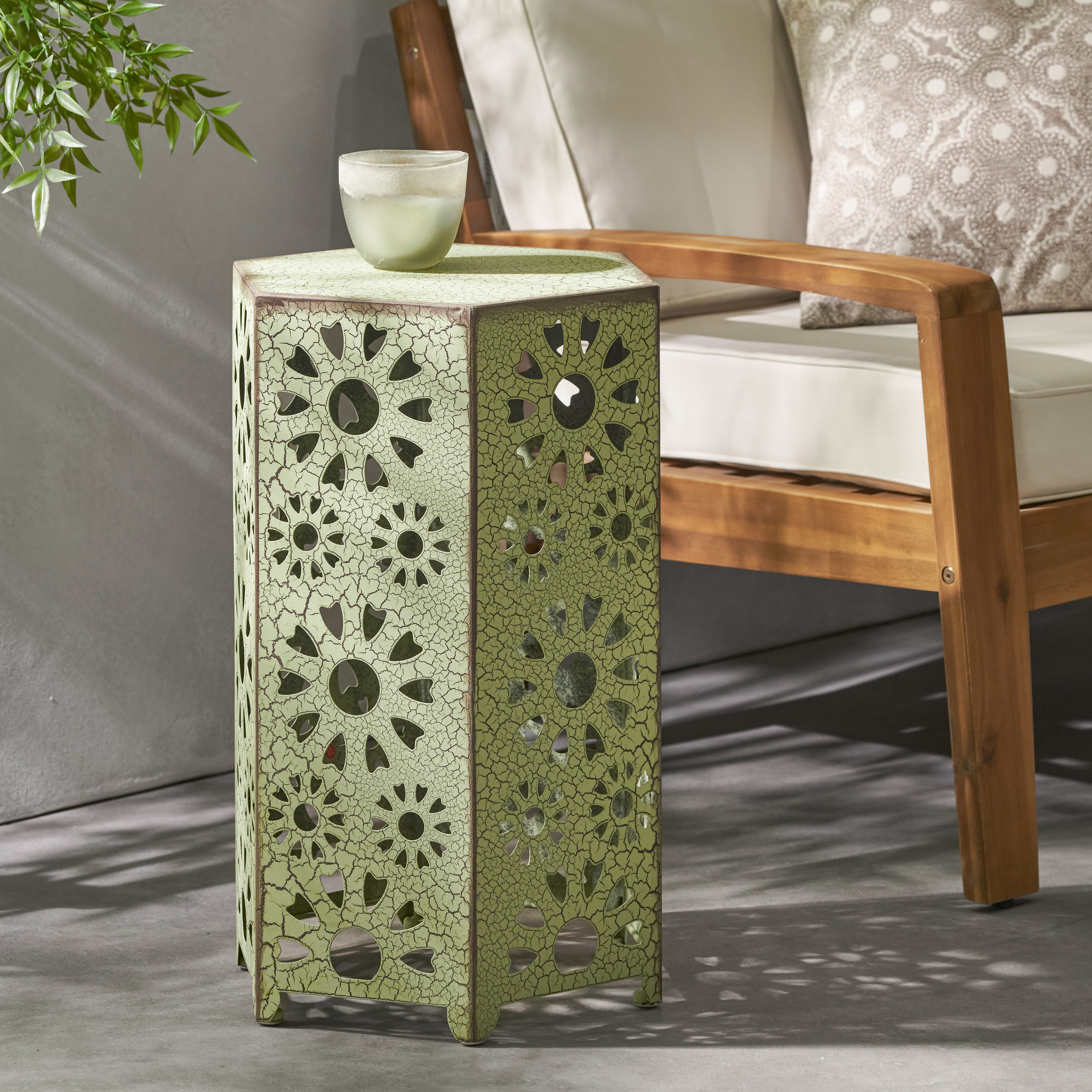 Best Selling Home Decor 301958 Eliana Hexagon Outdoor End Table 12.5-in W x 14.25-in L