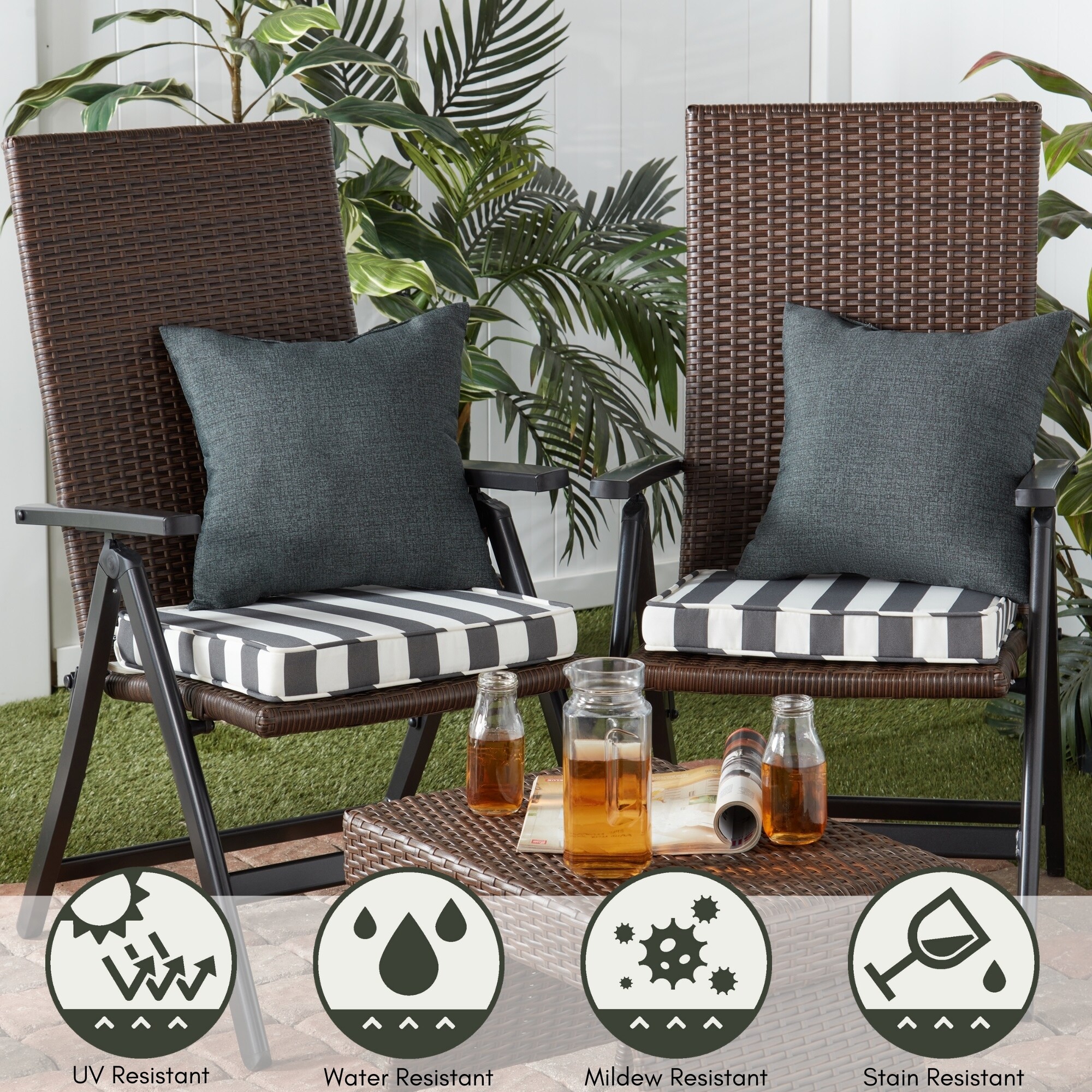 Carbon 17" Square Outdoor Throw Pillow Set