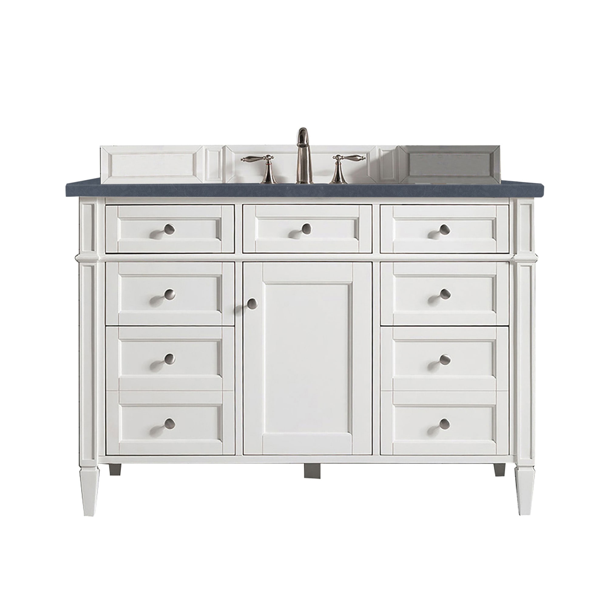 James Martin Vanities 655-V48-BW-3CSP Brittany 48-in Bright White Undermount Single Sink Bathroom Vanity with Charcoal Soapstone Quartz Top