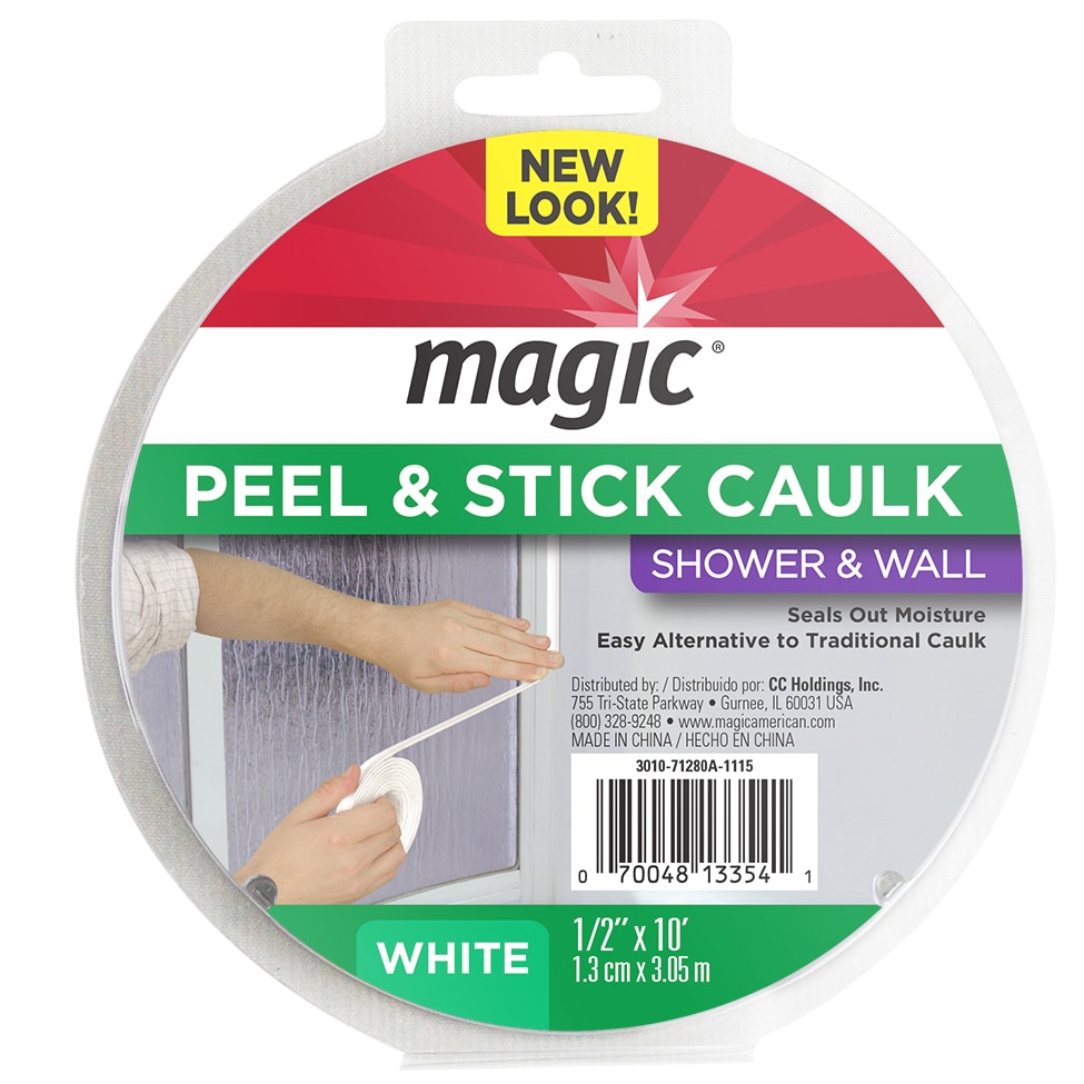 Magic White Shower Caulk Strip - Pre-shaped, Flexible Trim with