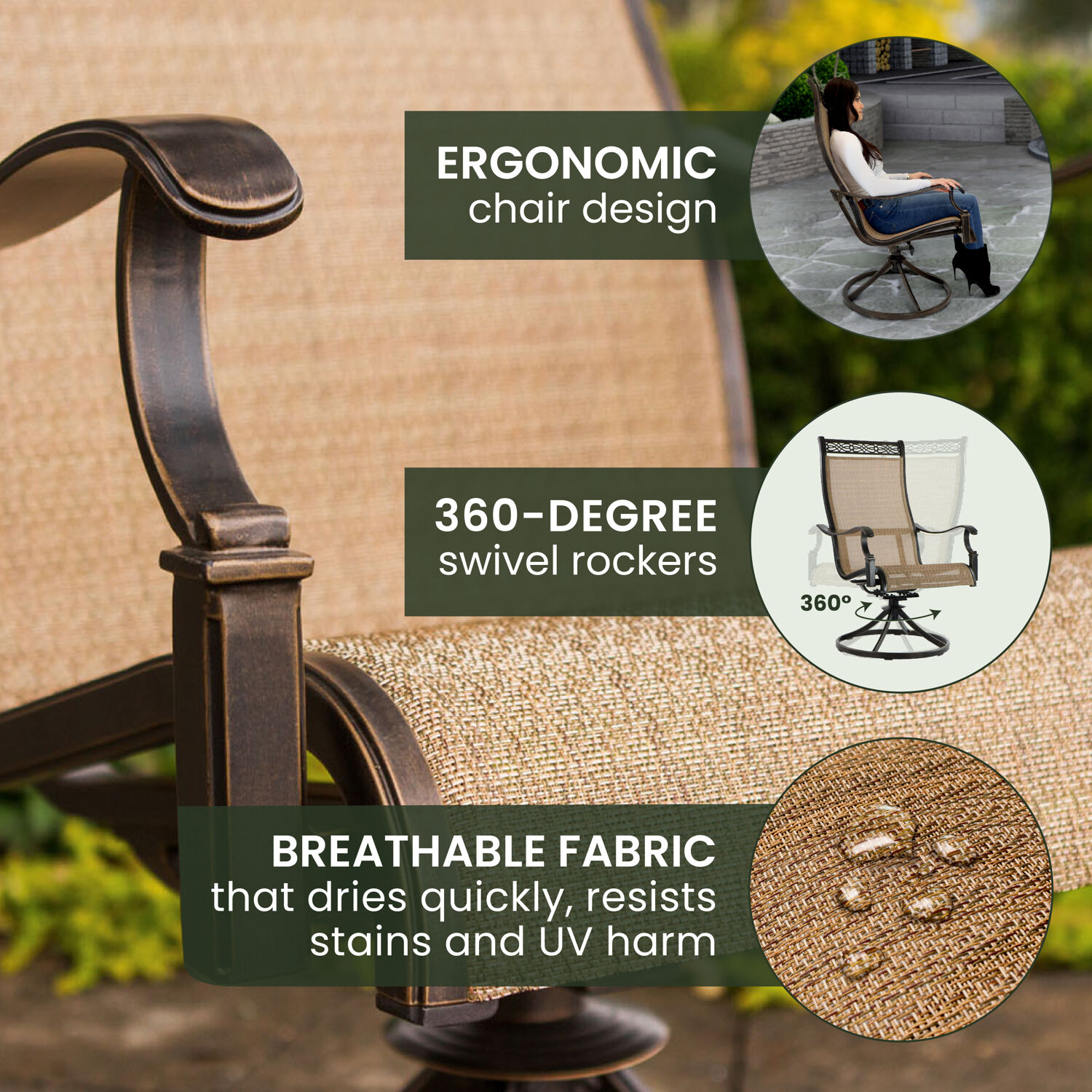 Monaco 7-Piece Brown and Tan Aluminum Outdoor Dining Set with Porcelain Table
