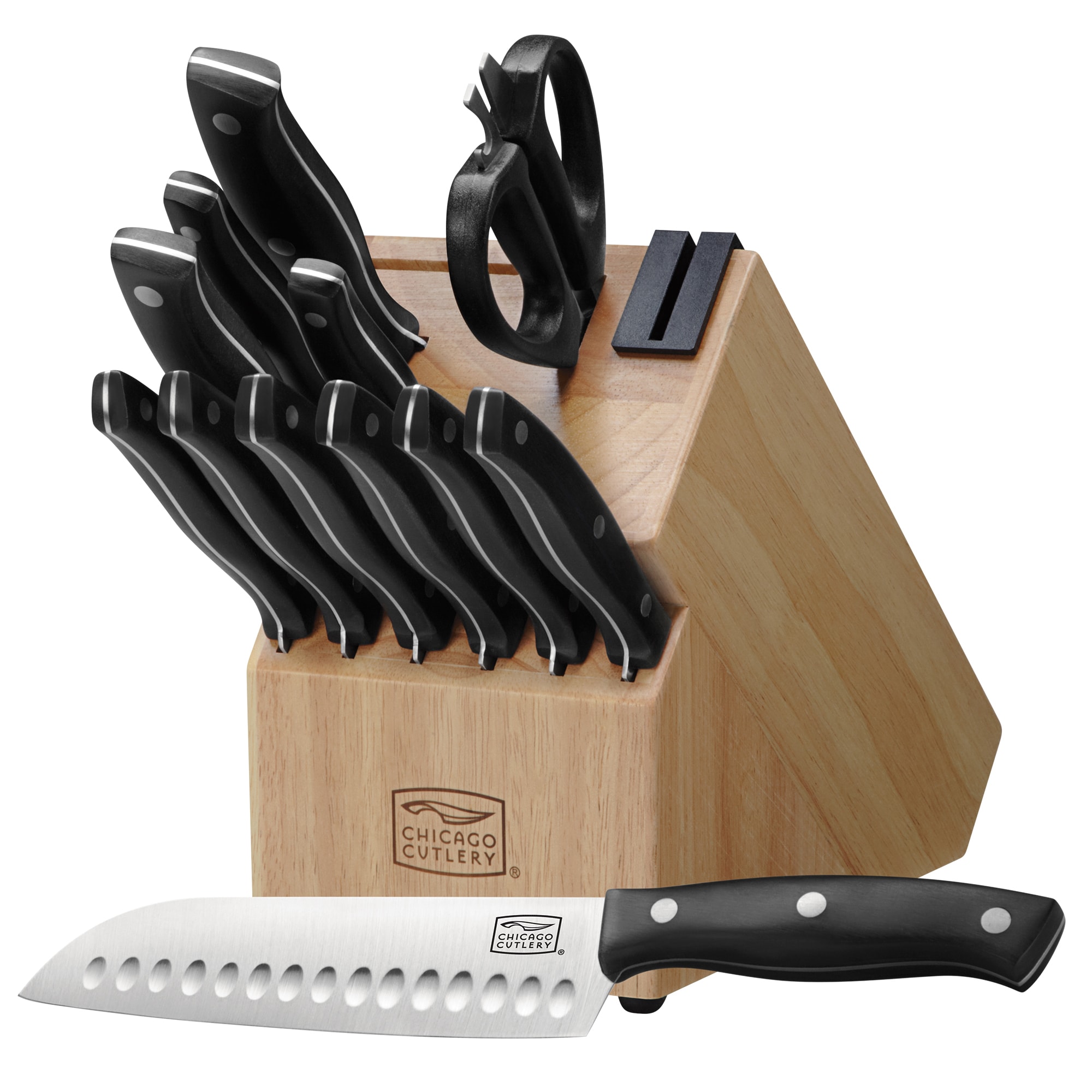 Chicago Cutlery 13 piece knife set (missing Scissors) with block! Great!