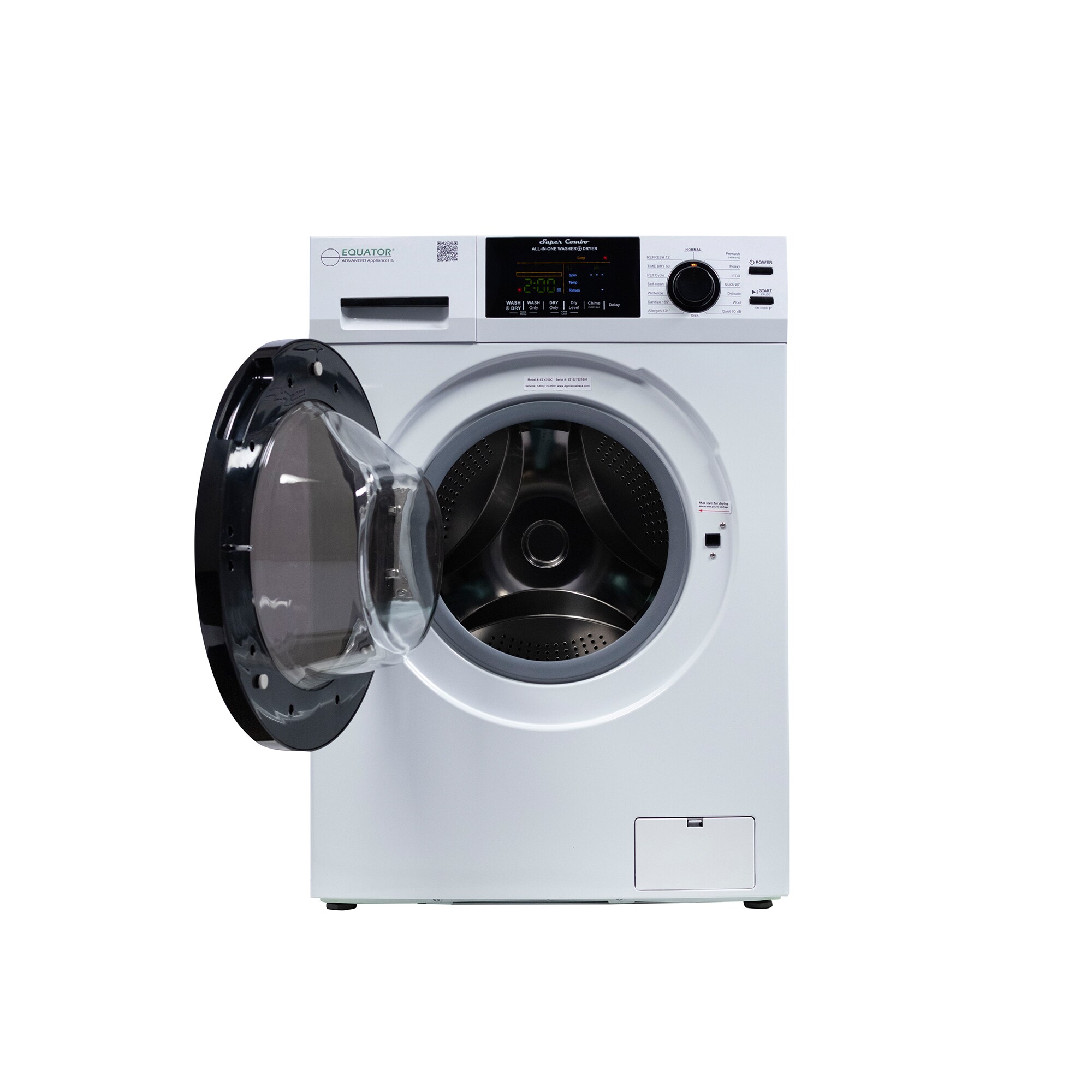 Equator Advanced Appliances Built-In / Freestanding 1.6-cu ft Capacity White Ventless All-in-One Washer/Dryer Combo
