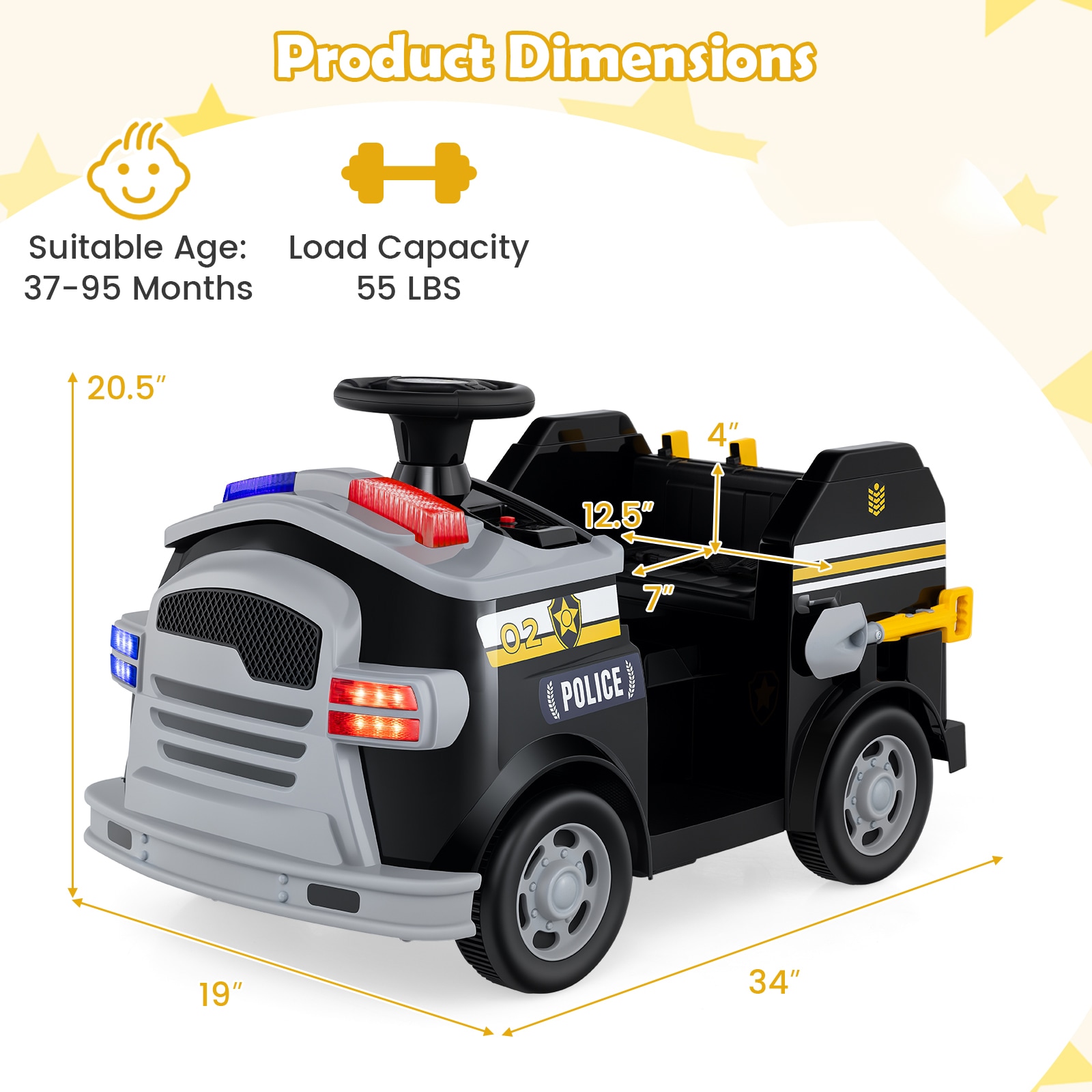 Slickblue Kids Electric Ride On Fire Truck with Sound Effects LED ...