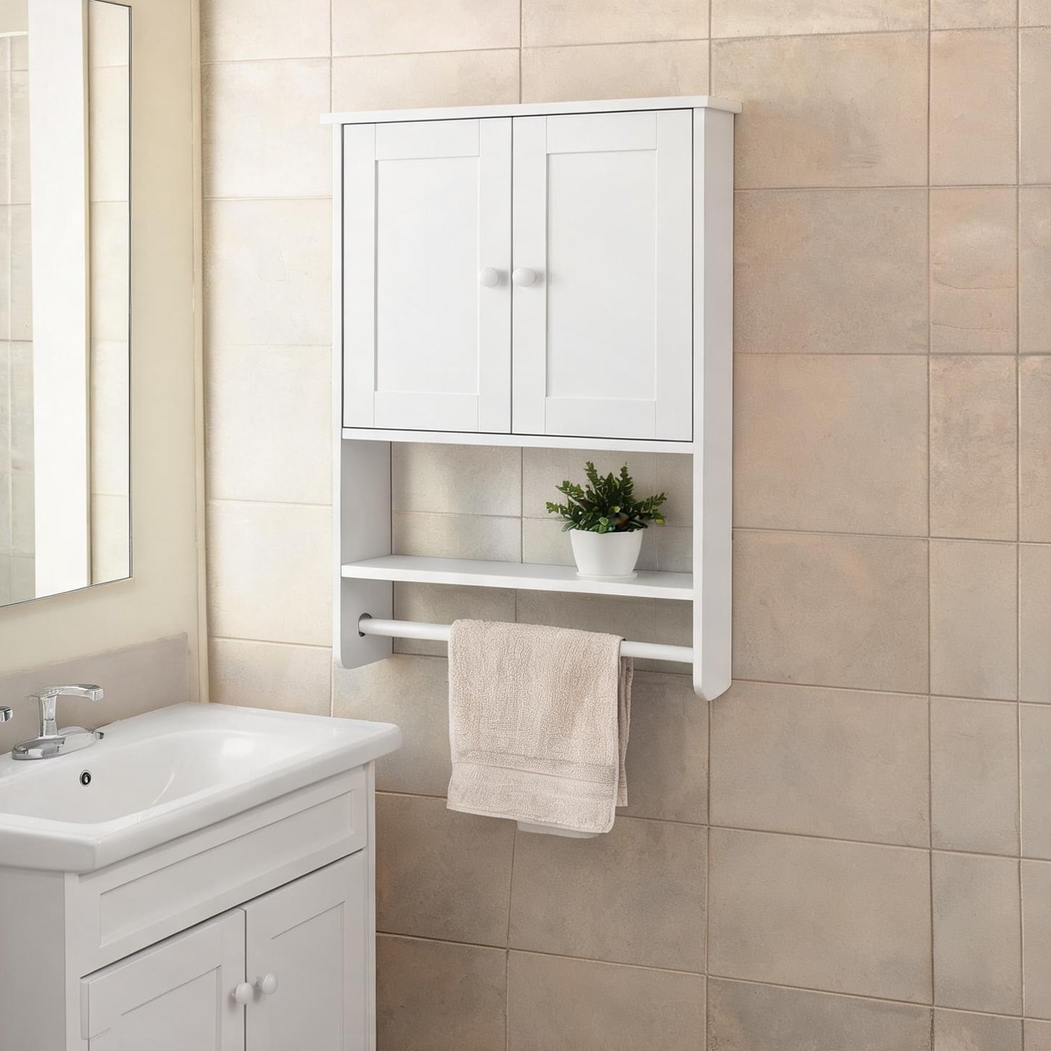 SunJet Storage Wall Cabinet combining White MDF Shelving and 25.6 #X4YVTLQO2OJA