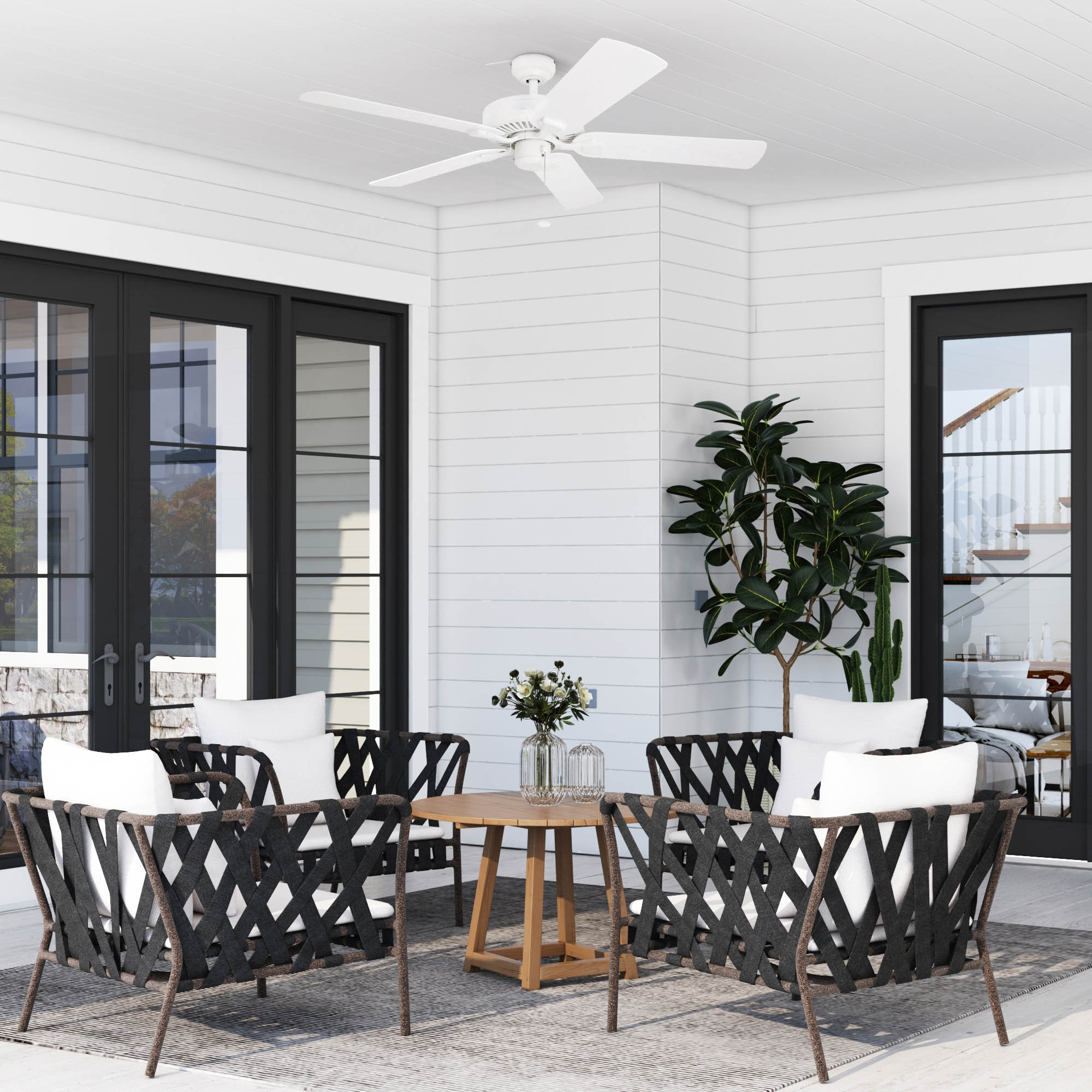 Belmar 52-Inch White Satin Finish Ceiling Fan with 5 Blades