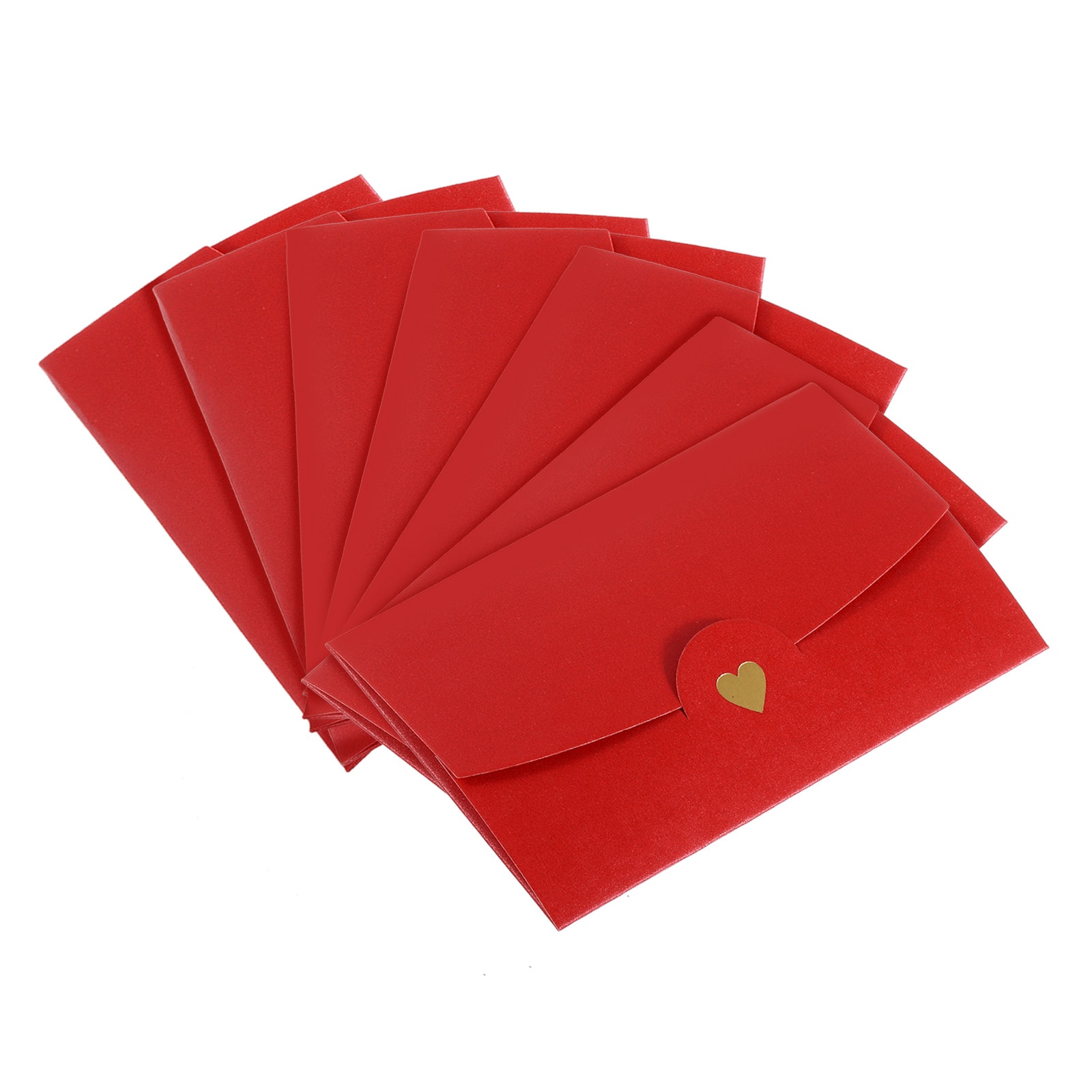PATIKIL Mini Envelopes 12pcs Small Gift Card Holders Retro Gold Heart Business Invitation Envelopes for Wedding Birthday Red