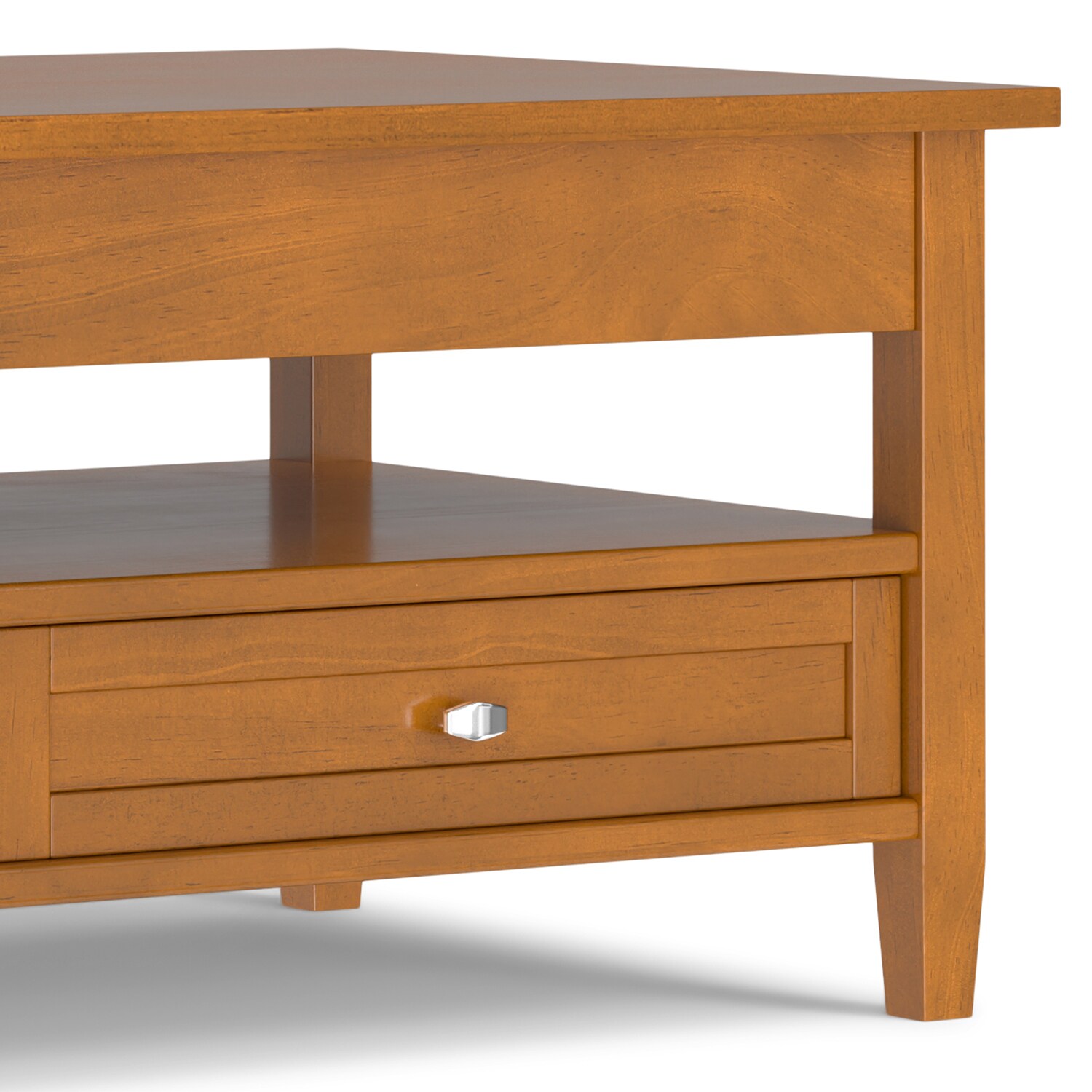 Light Golden Brown Solid Wood Lift-Top Coffee Table with Storage