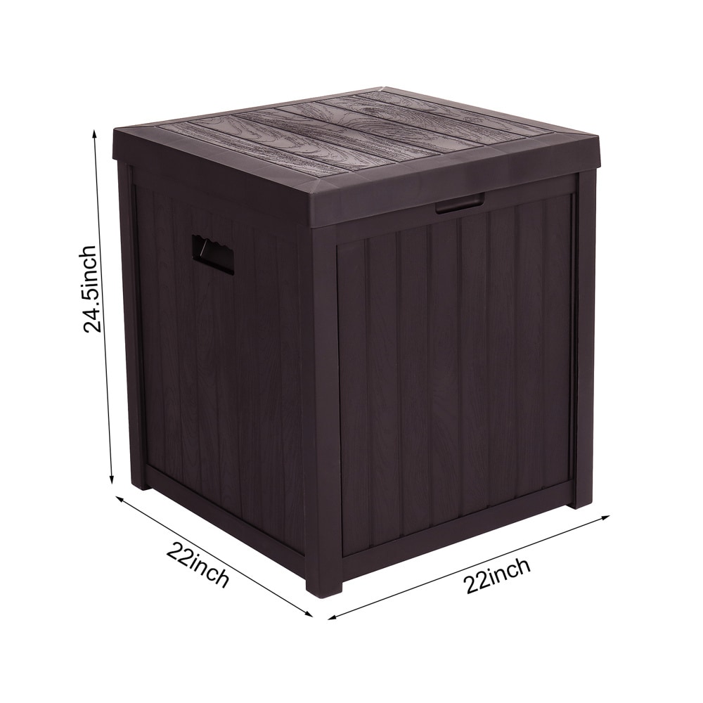 Brown HDPE Plastic Lockable Wicker Deck Box with 113 Gallon Storage
