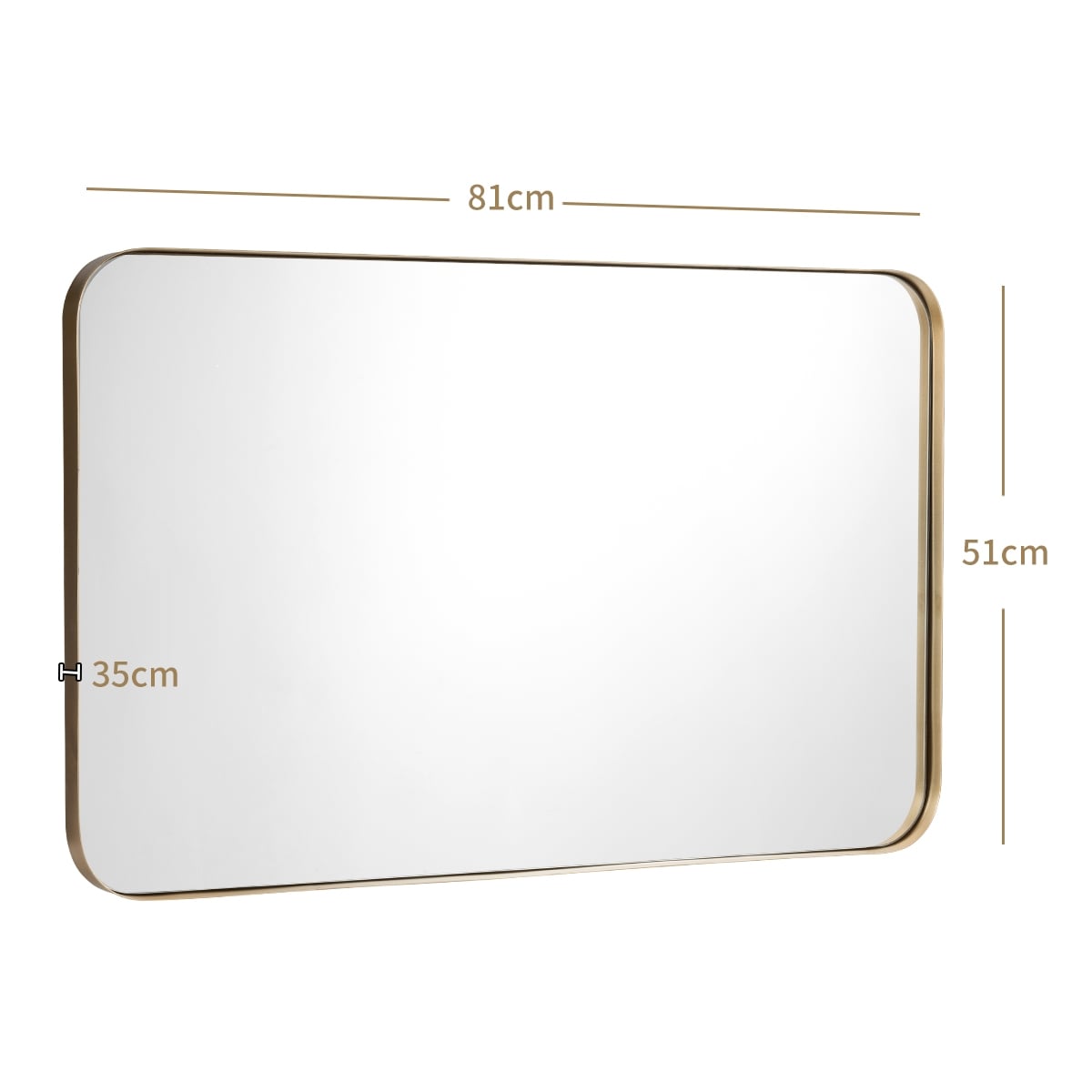 Forclover HYFC-BA282GD 20-Inches x 32-Inches Framed Rectangle Bathroom Vanity Mirror ( Gold )