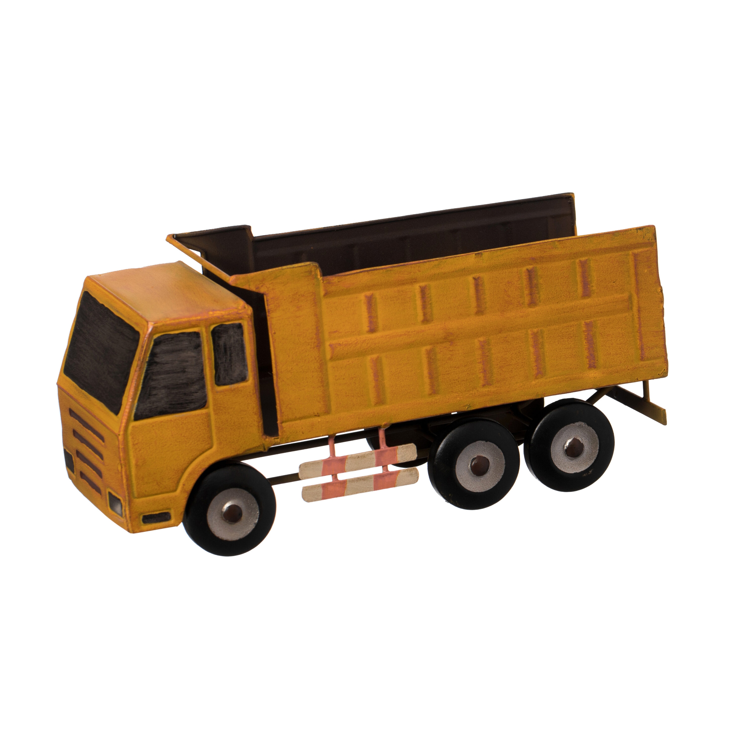 Rustic Yellow Metal Truck Novelty Wine Rack for Tabletop