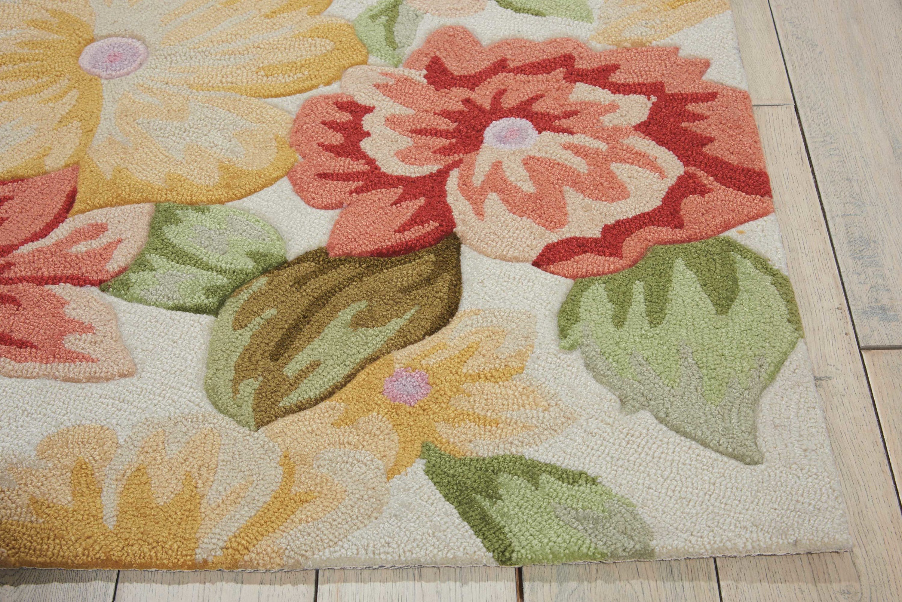 Handmade Cream Rectangular Easy-Care Synthetic Rug