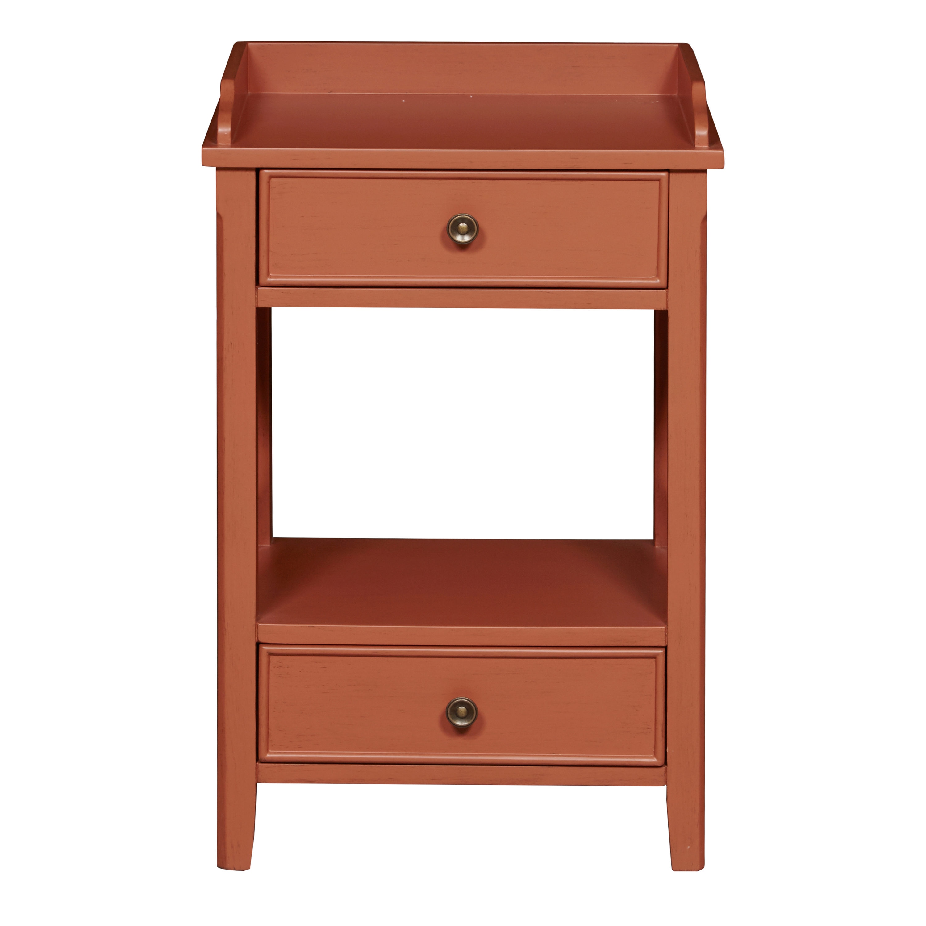Accentrics Home DS-D328-212 14-in W x 26.5-in H Orange Wood End Table with Storage Fully Assembled