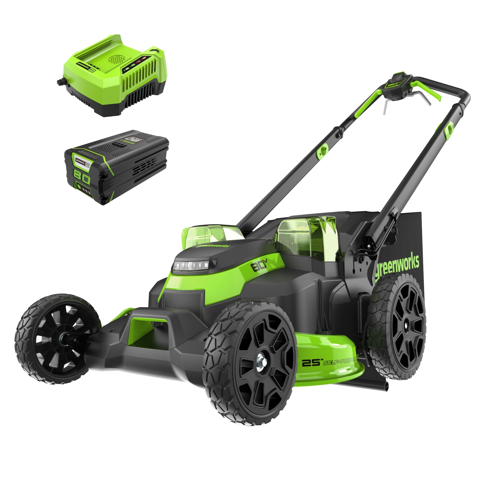 Greenworks 2548402 80-volt, 25-in Self Propelled Battery Walk Mower with (1) 5 Ah Battery & Charger Included