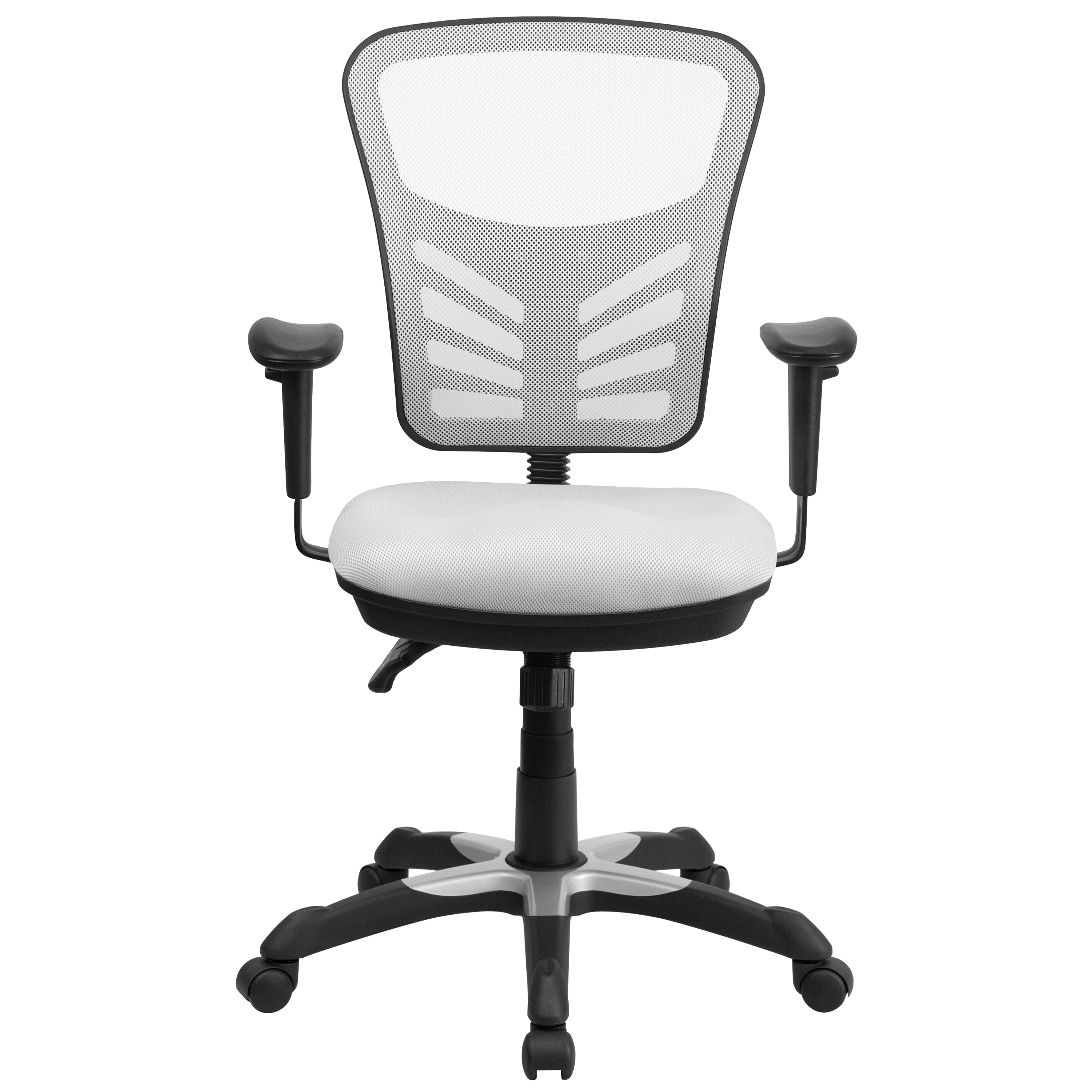 ErgoFlex White Mesh Mid-Back Executive Swivel Office Chair with Adjustable Arms