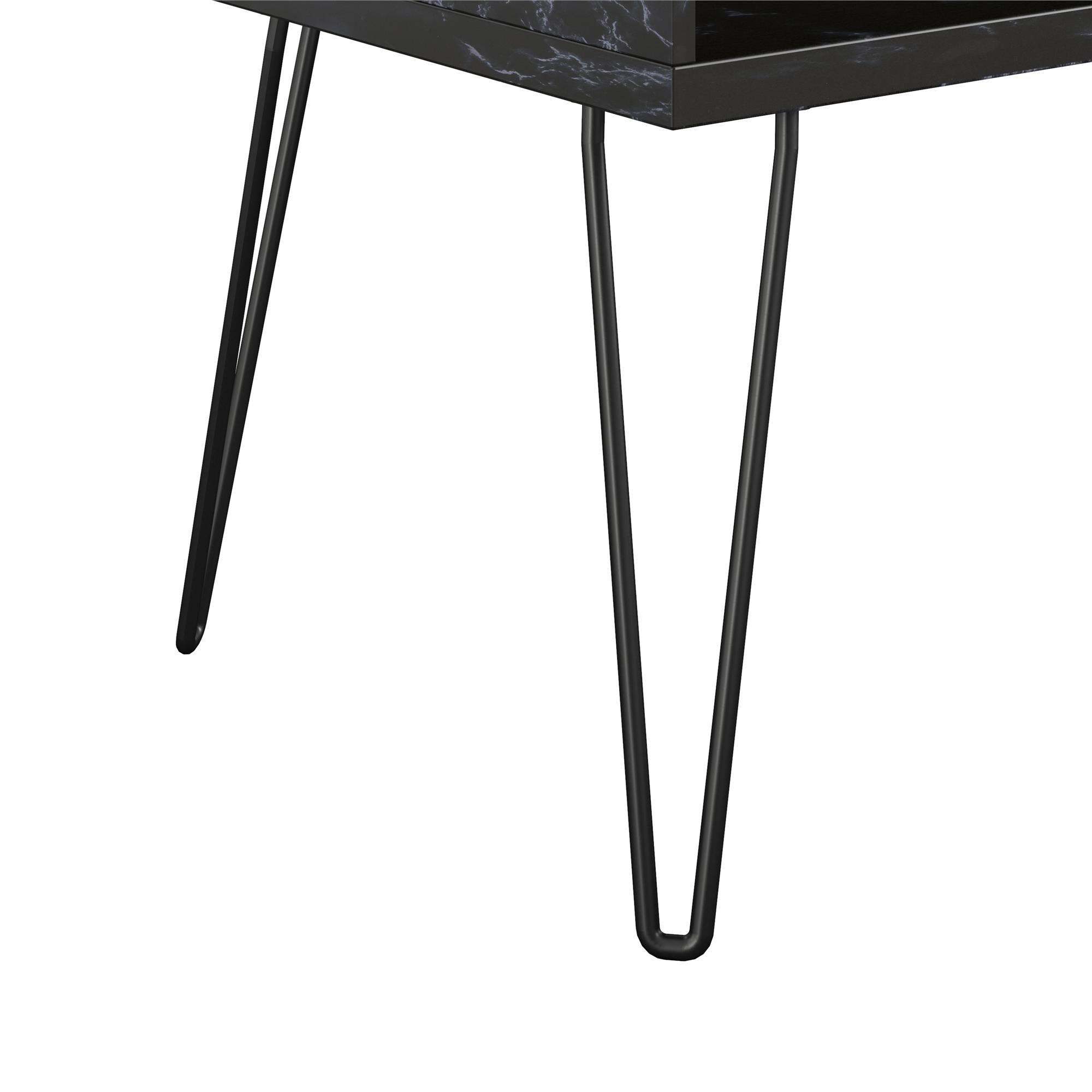Athena 42'' Sleek Black Faux Marble TV Stand